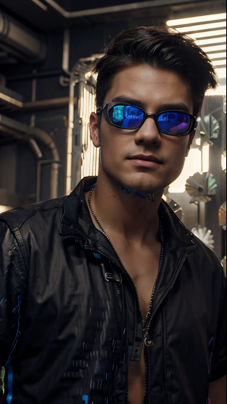 Change background cyberpunk handsome boy, realistic face, 8k ultra realistic