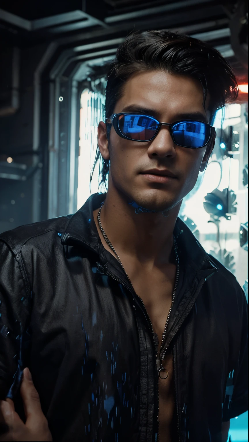 Change background cyberpunk handsome boy, realistic face, 8k ultra realistic