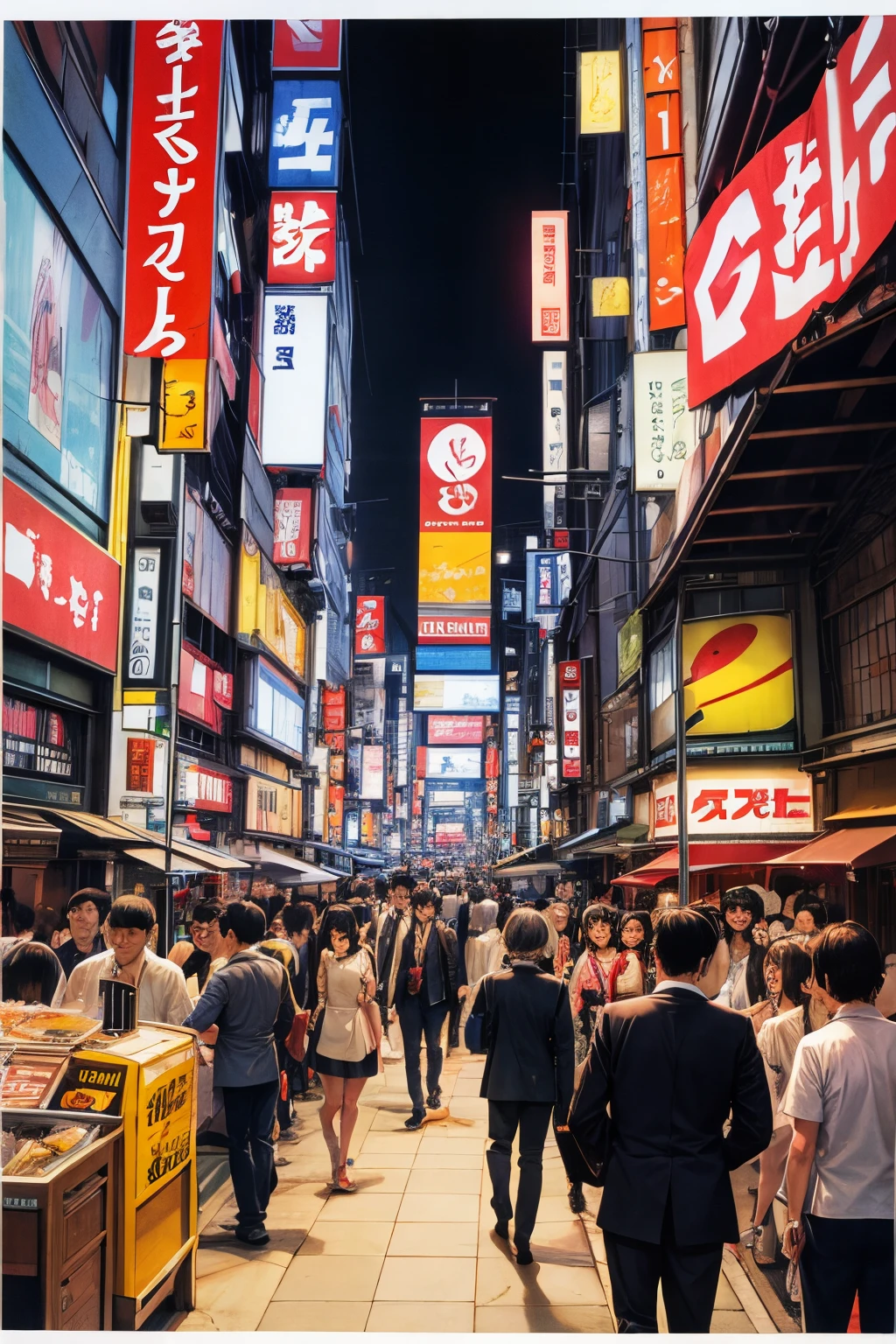 Gerald Scarfe cartoon of a busy Tokyo street