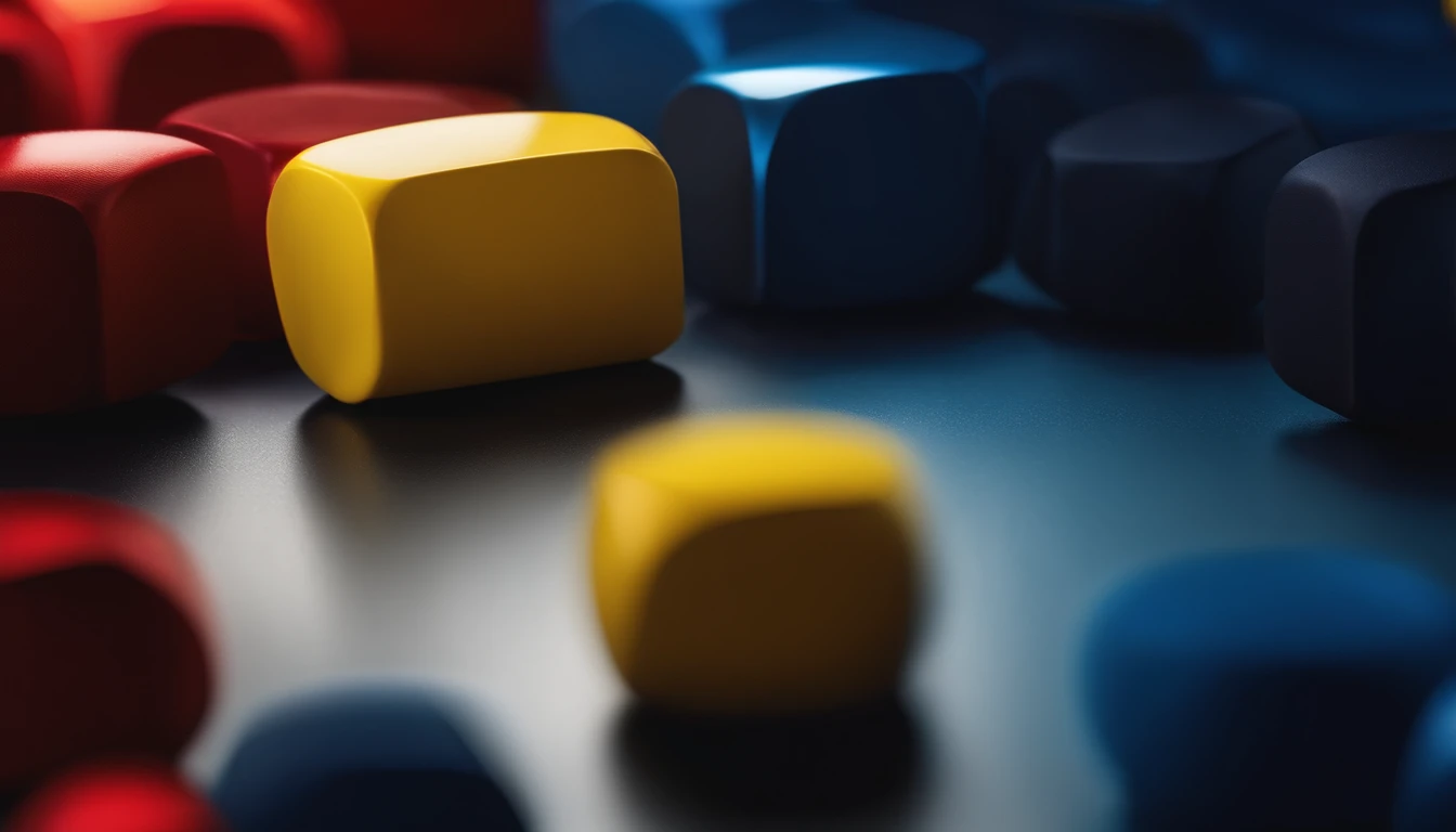 A vibrant, high-resolution wallpaper consisting of bold, geometric shapes in contrasting colors such as vibrant red, deep blue, and bright yellow