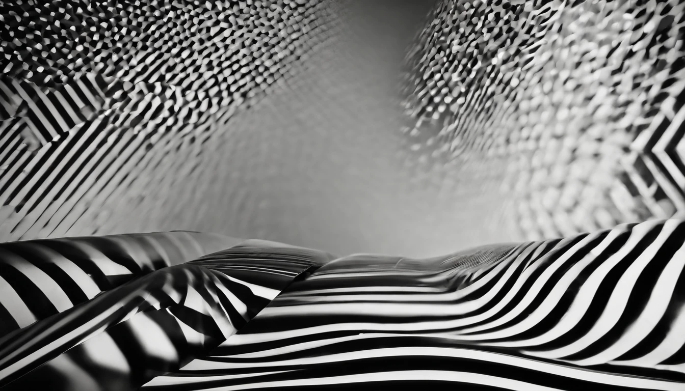 A minimalist background with a bold, abstract pattern of intersecting diagonal lines in contrasting colors like black and white.