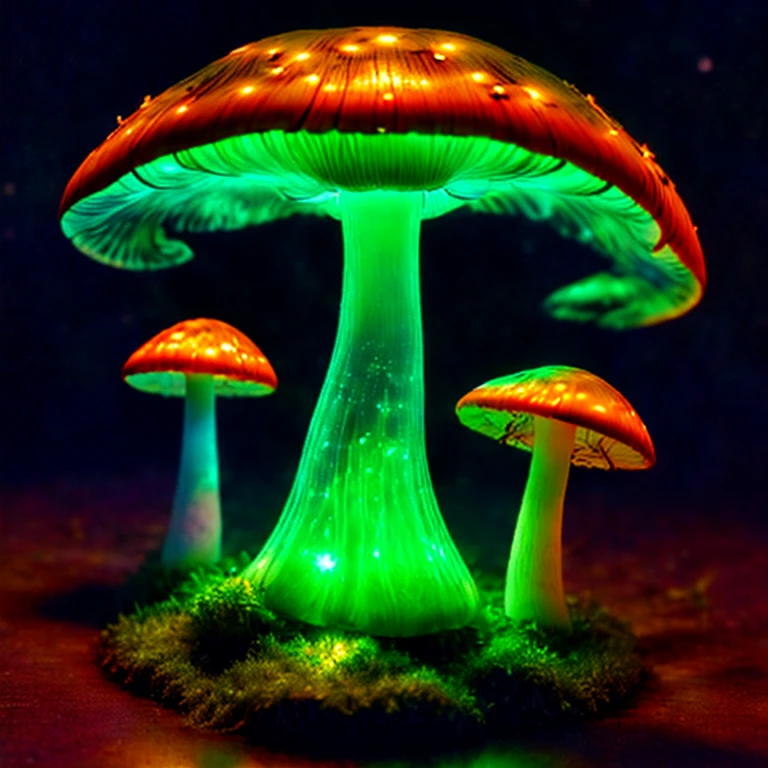 ((luminescence mushroom))), (masterpiece),(best quality:1.1),(ultra-detailed),best illustration,finely detail,hand drawn high quality,High contrast,(clean lines:1.3) mushrooms,(Intricate details:1.3),(detailed background:1.2),(colored background:1.1),sketch,Intricate details,High Resolution, plantcells, a plant girl, green skin, flowers around, dark background