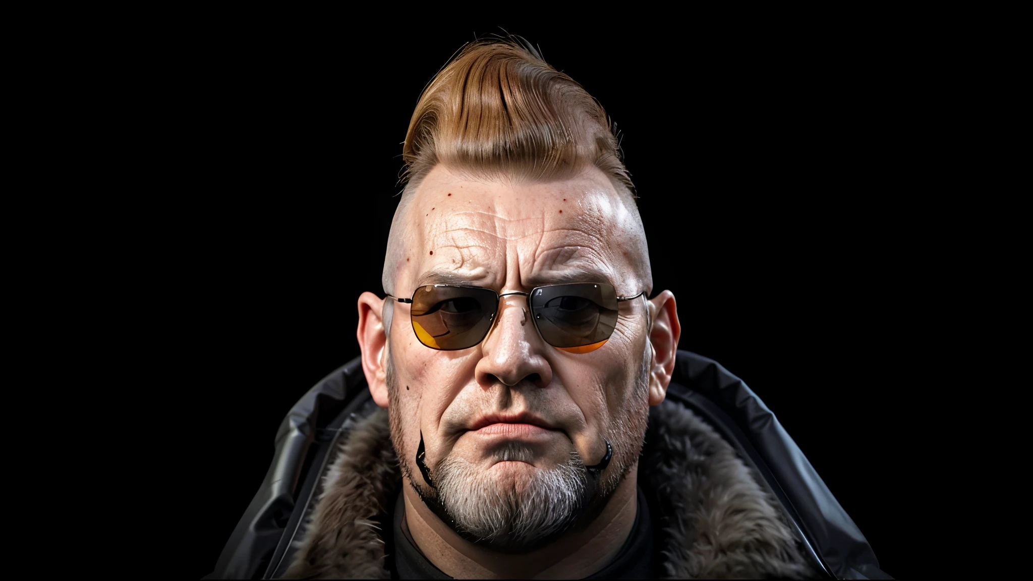 a close up of a man with a beard and sunglasses, sfm render, cyberpunk old man, from half-life 2, donald trump as baron harkonnen, inspired by Karl Kopinski, 3d render senior artist, portrait of hide the pain harold, rendered in sfm, character portrait closeup, heavy looking, walter white in team fortress 2, character portrait