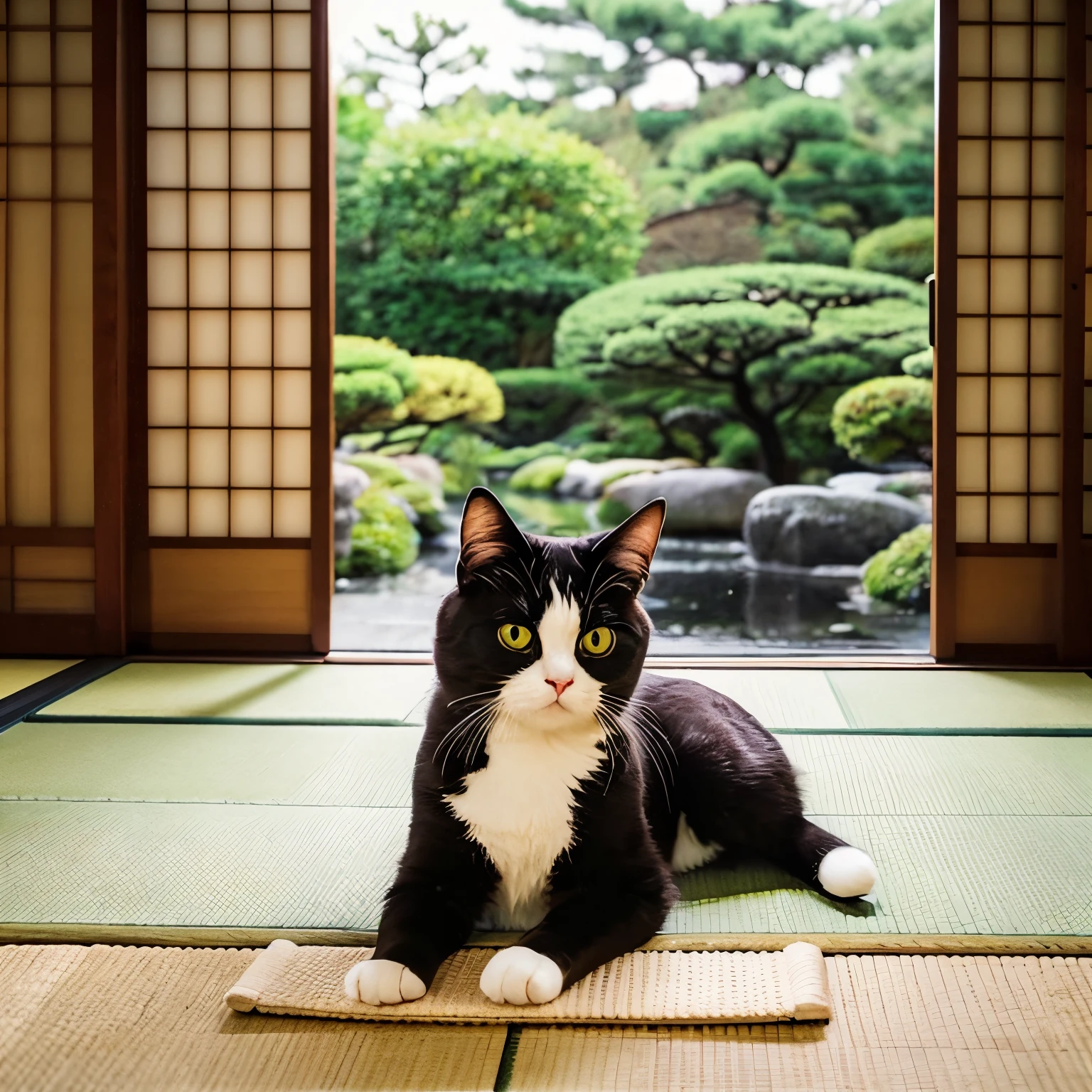 Japan cat、realisitic、Tsundere、I was waiting for my husband.、Turning around on the doormat、I'm delighted、