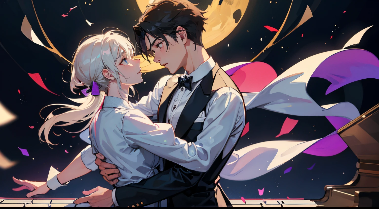 a boy, Stylish, piano and Dancing, I want to be alone, I want someone to be by my side, I want you, But it's already too late, humans are selfish creatures, if you can get something, you lose something, But I can't get back what I lost. Because there is none