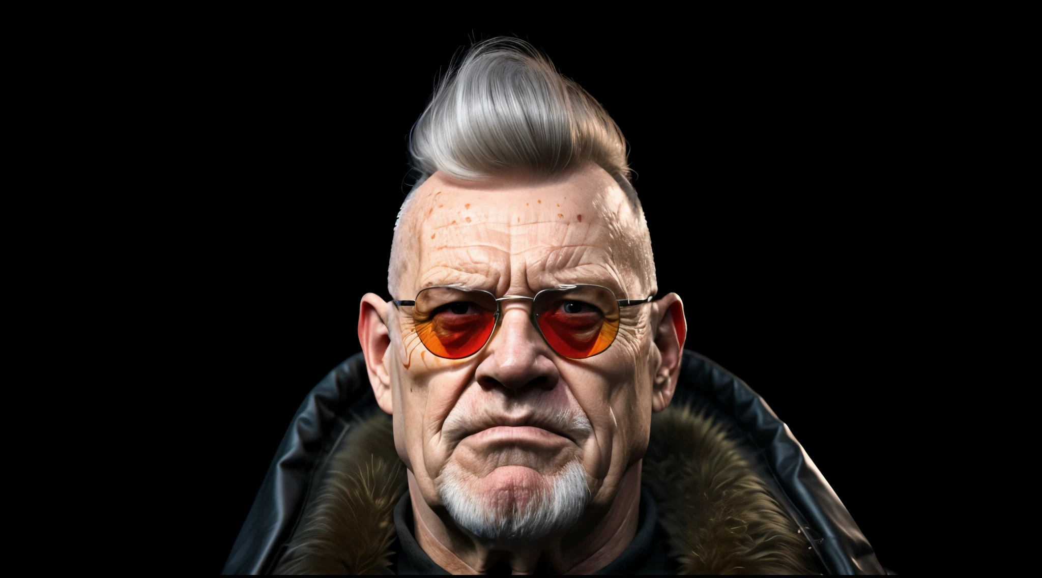 Realistic a close up of a (old man) with a “beard and sunglasses”, sfm render, cyberpunk old man, from half-life 2, donald trump as baron harkonnen, inspired by Karl Kopinski, 3d render senior artist, portrait of hide the pain harold, rendered in sfm, character portrait closeup, heavy looking, walter white in team fortress 2, character portrait hyper-realistic