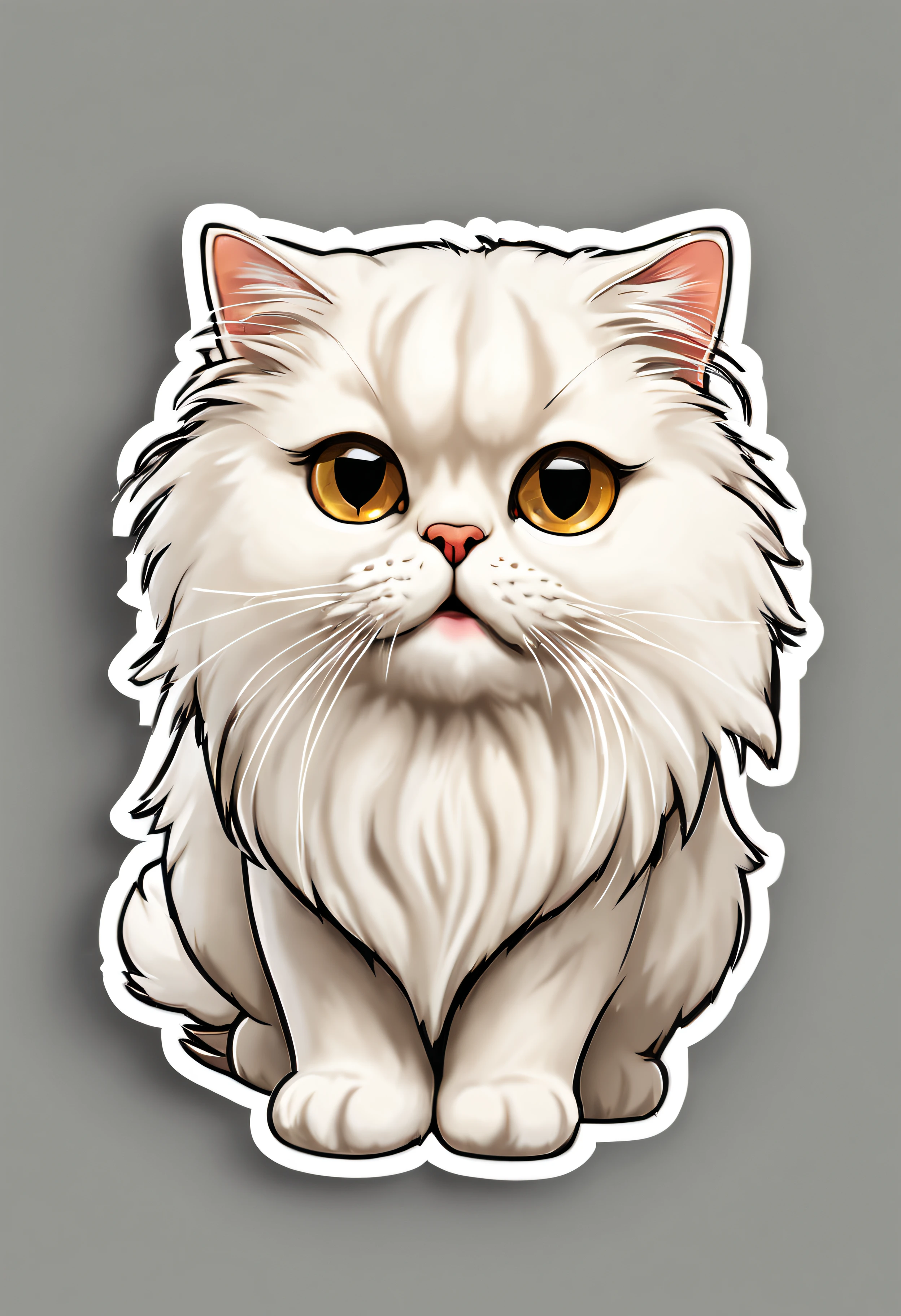 Persian cat stickers, a cute cat,He is walking., Happy smile, Real lions have white borders.., 1 x, 4MMD, 10