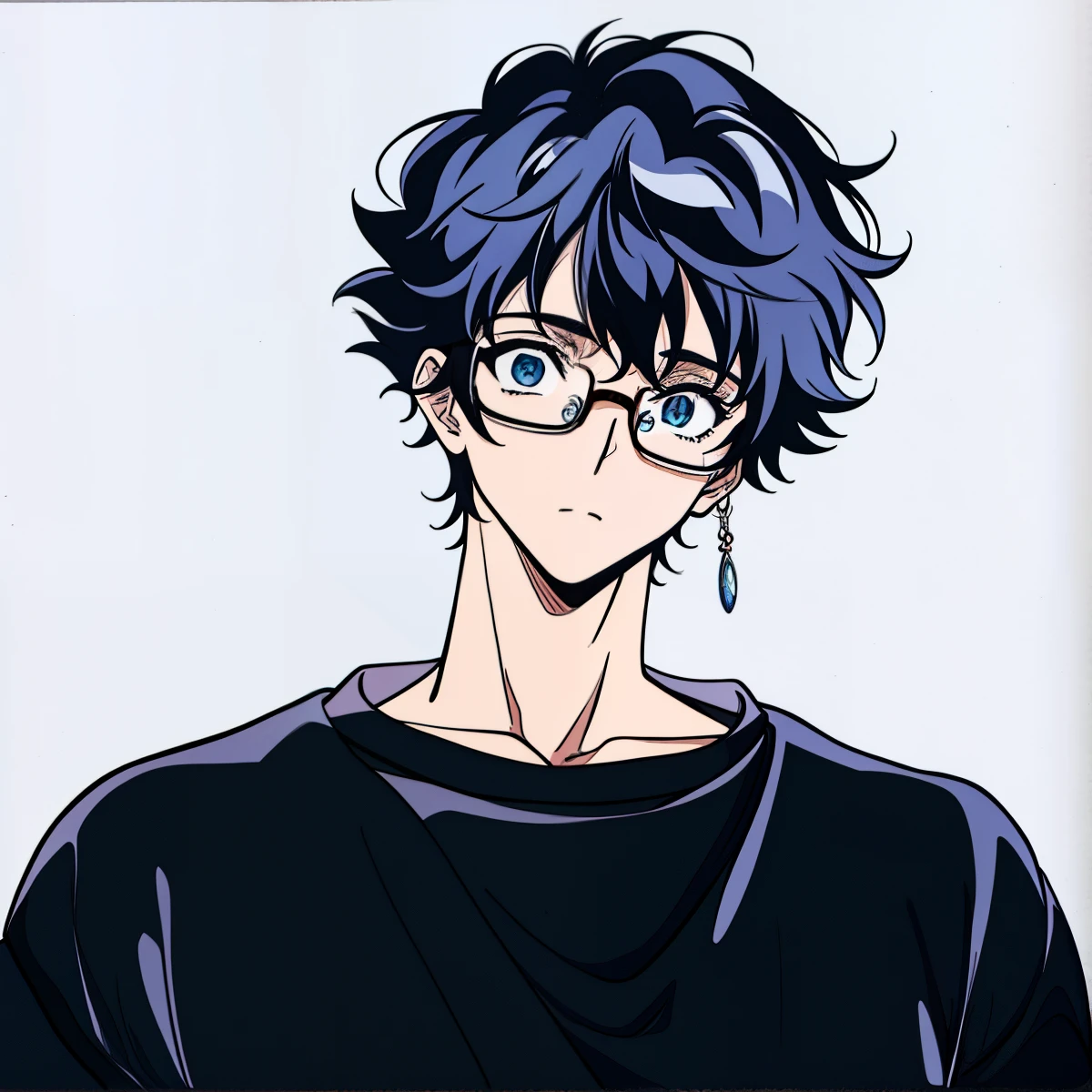 One wears glasses、wear a gray shirt,Drawing of man wearing black trench coat, Short black hair for boys, kentaro miura manga art style, Masanobu Okumura'inspired, manga style of kentaro miura, Male anime style, Inspired by Okumura Togyu, Tall blue eyed anime character, as an anime character, anime handsome man