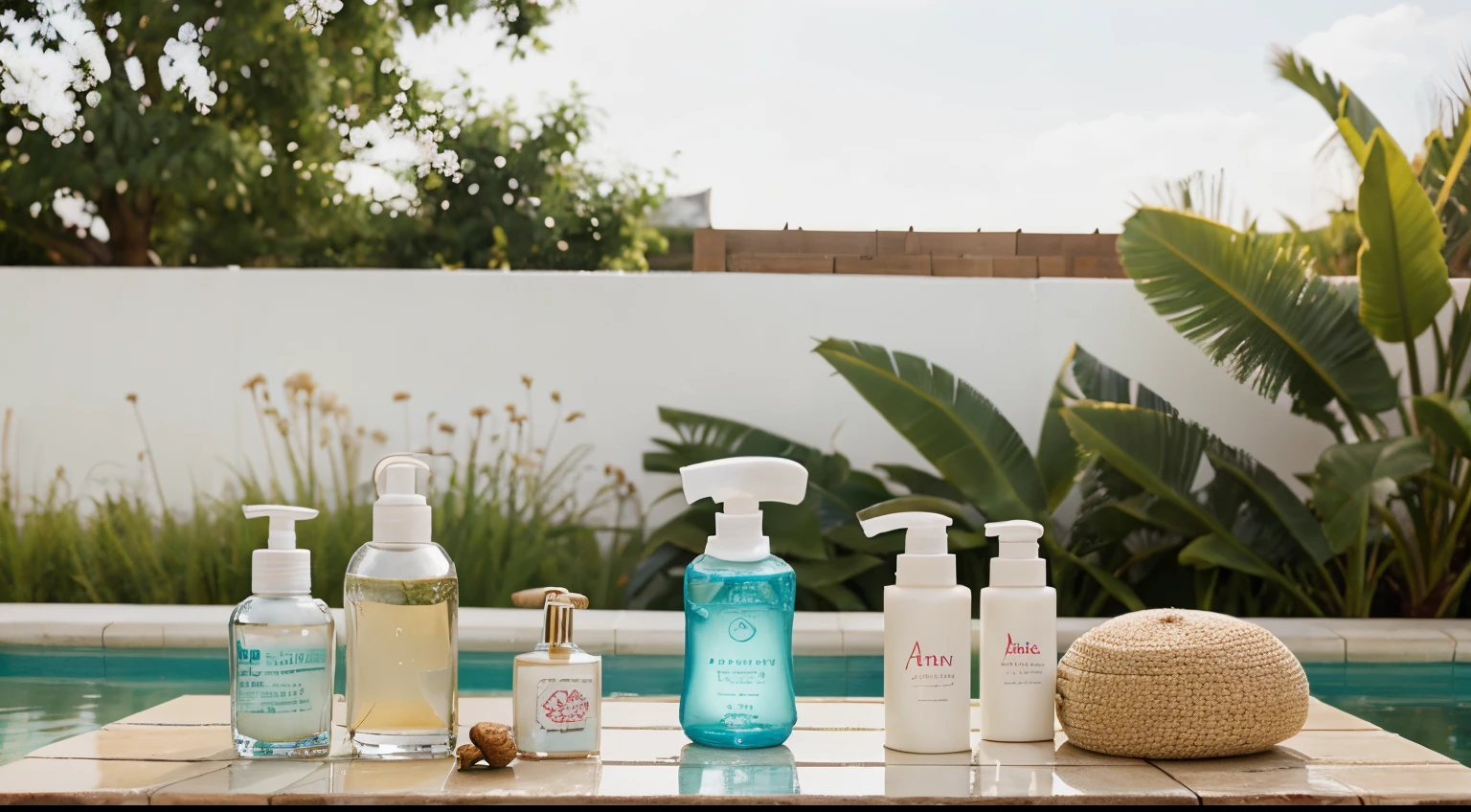 I like the first image. Add bottles of skincare products to the surroundings