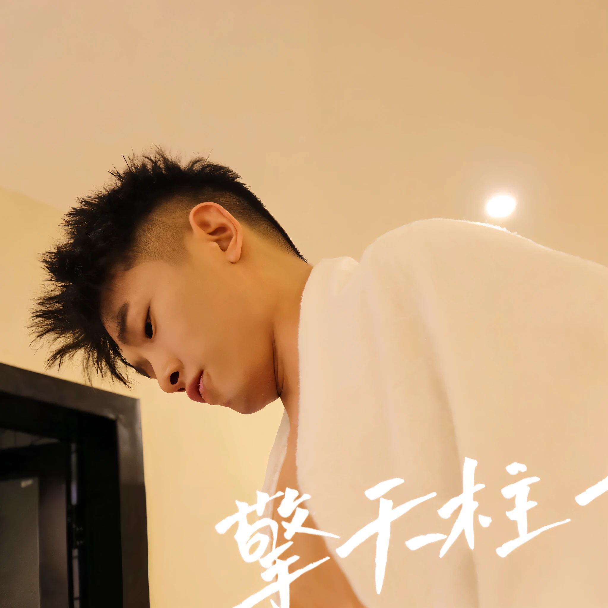 There was a man wearing a white shirt and a white towel., cai xukun, whimsical, Wang Chen, sha xi, inspired by Xiao Yuncong, Bien Luan, Jinshan, Nanchuan, Middle metaverse, Inspired by Ding Yunpeng, Inspired by Bian Shoumin, Oblique Chu