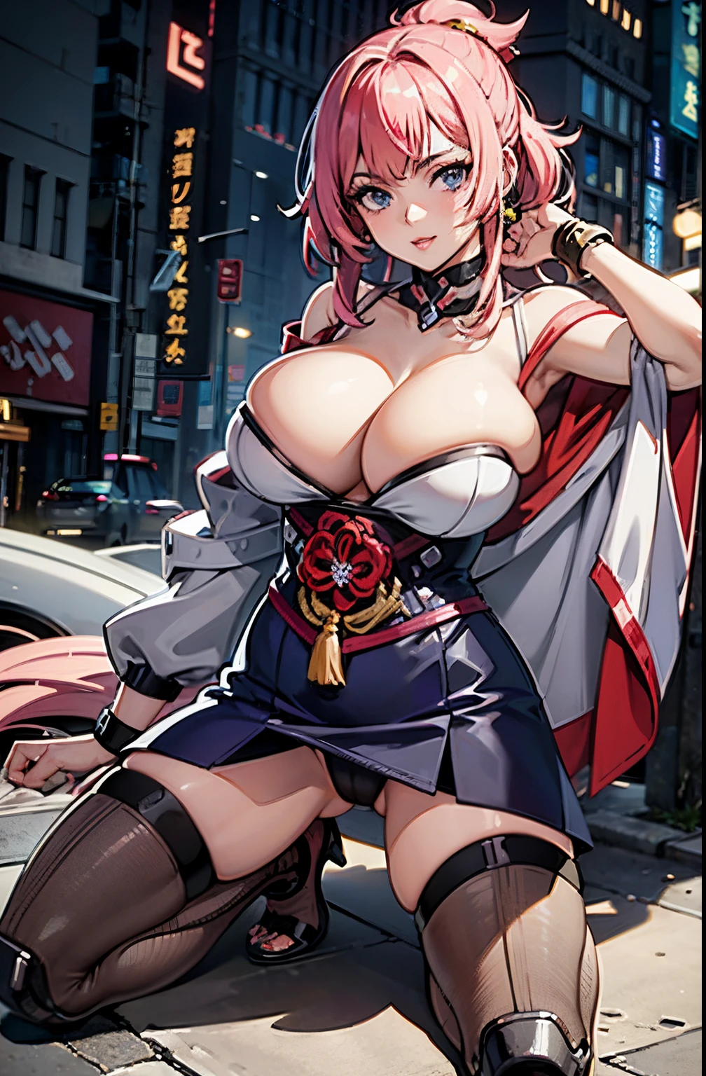 Anime - Styled image of a woman wearing purple clothes and posing for a photo, 8k octae render photo, an oppai cyberpunk, Seductive Anime Girl, biomechanical oppai, 8k high quality detailed art, photorealistic anime girl render, Chic, best anime 4k konachan wallpaper, Rendered in 4 K, Ayaka Genshin Impact