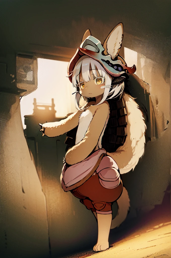 (by kame 3:0.6), (by kemokin mania:0.4), outdoors, forest, foliage, standing
BREAK
nanachi, narehate, white hair, (headgear, headwear), pants, smile, looking at viewer