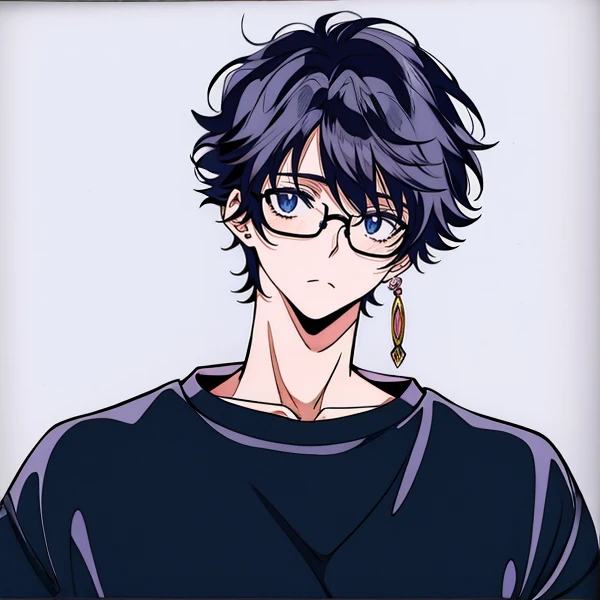 One wears glasses、wear a gray shirt,Drawing of man wearing black trench coat, Short black hair for boys, kentaro miura manga art style, Masanobu Okumura'inspired, manga style of kentaro miura, Male anime style, Inspired by Okumura Togyu, Tall blue eyed anime character, as an anime character, anime handsome man