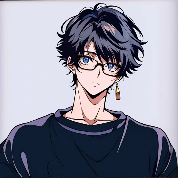 One wears glasses、wear a gray shirt,Drawing of man wearing black trench coat, Short black hair for boys, kentaro miura manga art style, Masanobu Okumura'inspired, manga style of kentaro miura, Male anime style, Inspired by Okumura Togyu, Tall blue eyed anime character, as an anime character, anime handsome man