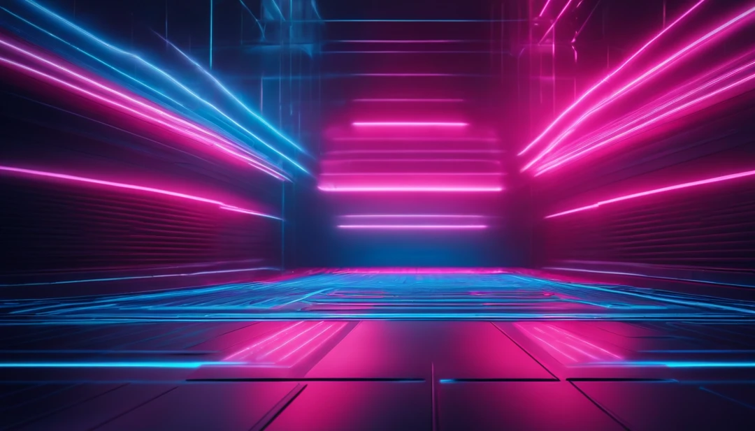 A minimalist background with a striking abstract pattern of bold, parallel lines in vibrant colors like electric blue and neon pink.