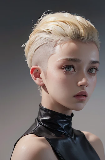 a 20 yo woman, blonde, (hi-top fade:1.3), dark theme, soothing tones, muted colors, high contrast, (natural skin texture, hyperrealism, soft light, sharp)