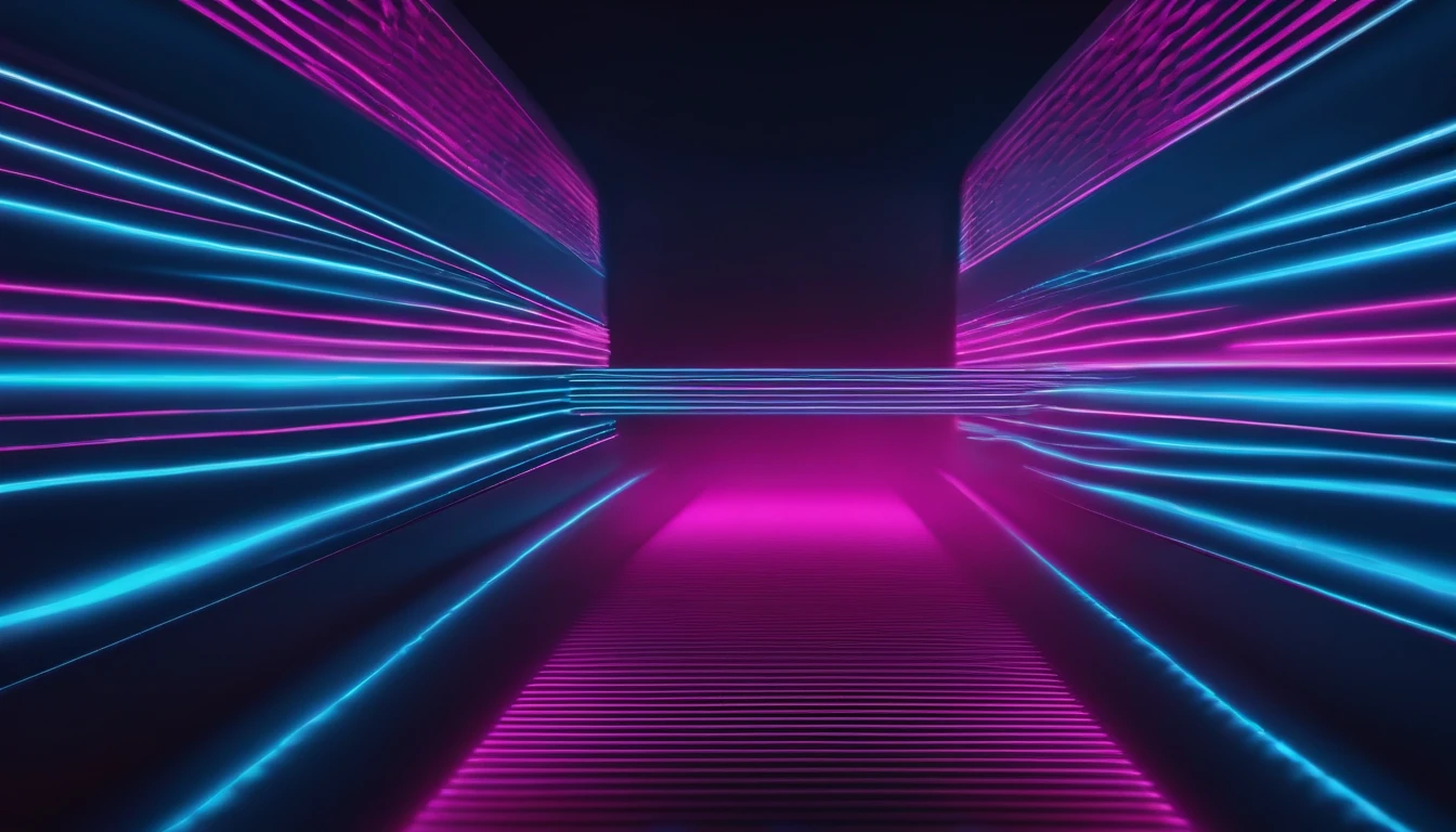 A minimalist background with a striking abstract pattern of bold, parallel lines in vibrant colors like electric blue and neon pink.