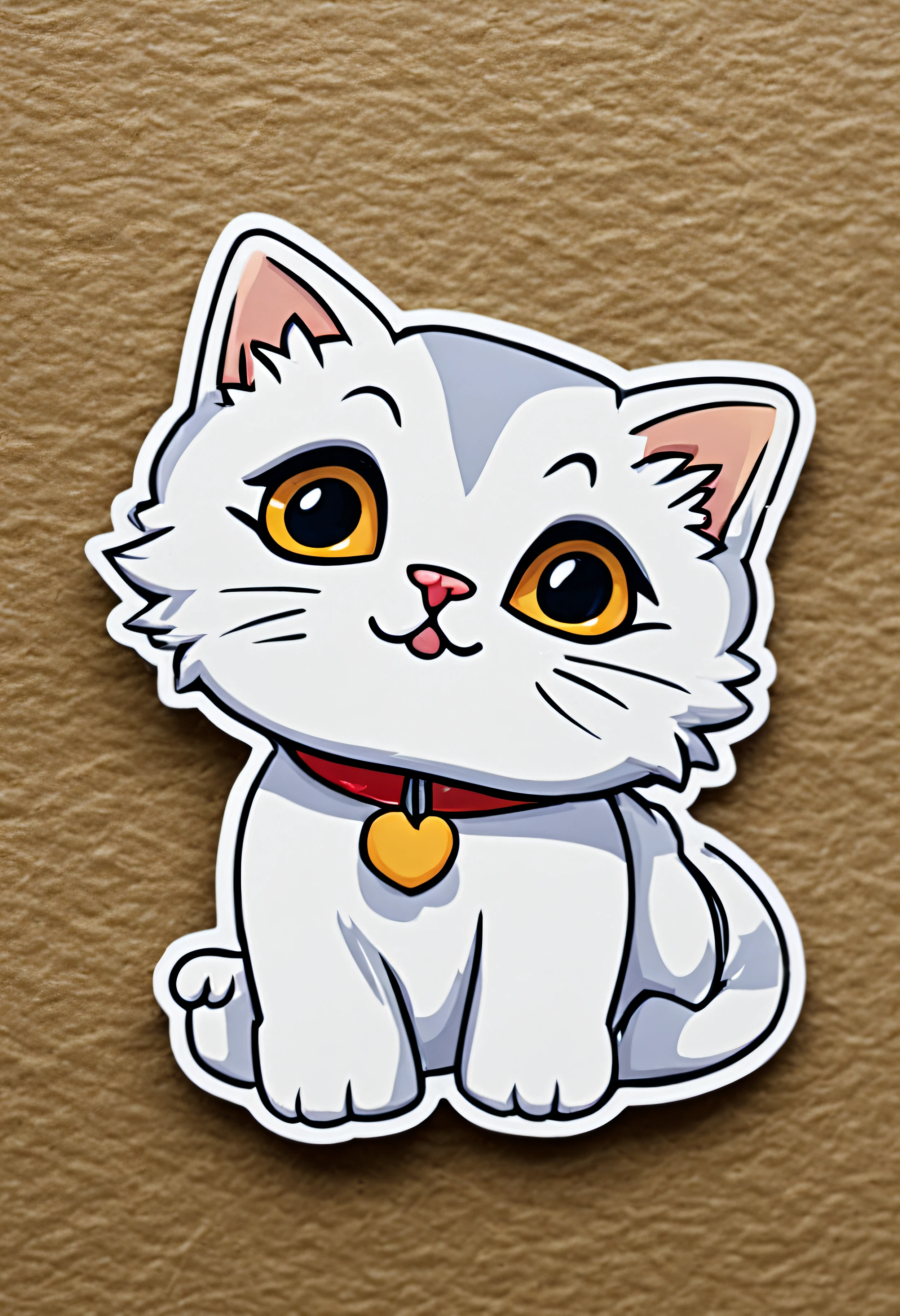 Scottish cat stickers have a white border.., Edge 2 cm., ( 1 x ), a cute cat, walk., A cheerful smile, Sharp, .3D, 8