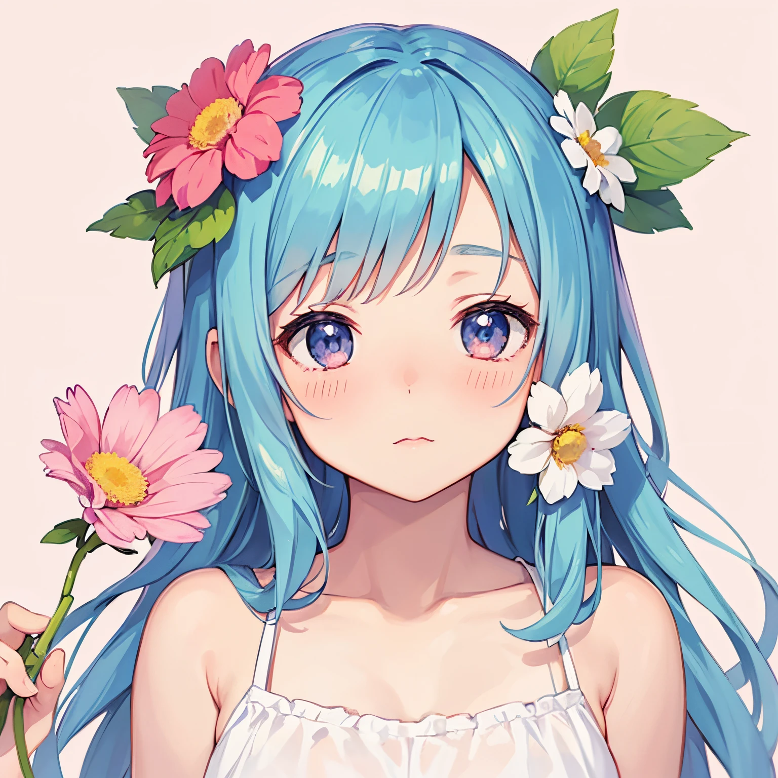 Anime girl with a flower sign in front of her face, 🍁 Cute, Cute art style, anime style illustration,, In anime style, In an anime style, anime graphic illustration, cute detailed artwork, anime aesthetic, Anime Illustration,garl, soft anime illustration, with flowers