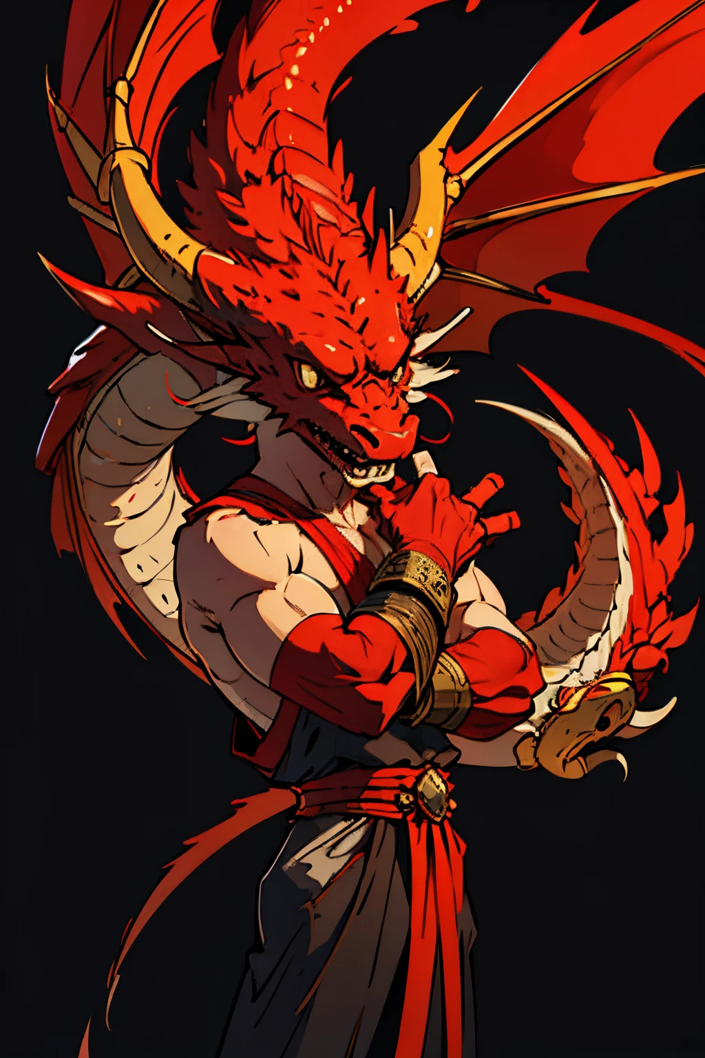 ((best quality)), ((master part)), (circunstanciado), a red dragon on a black background