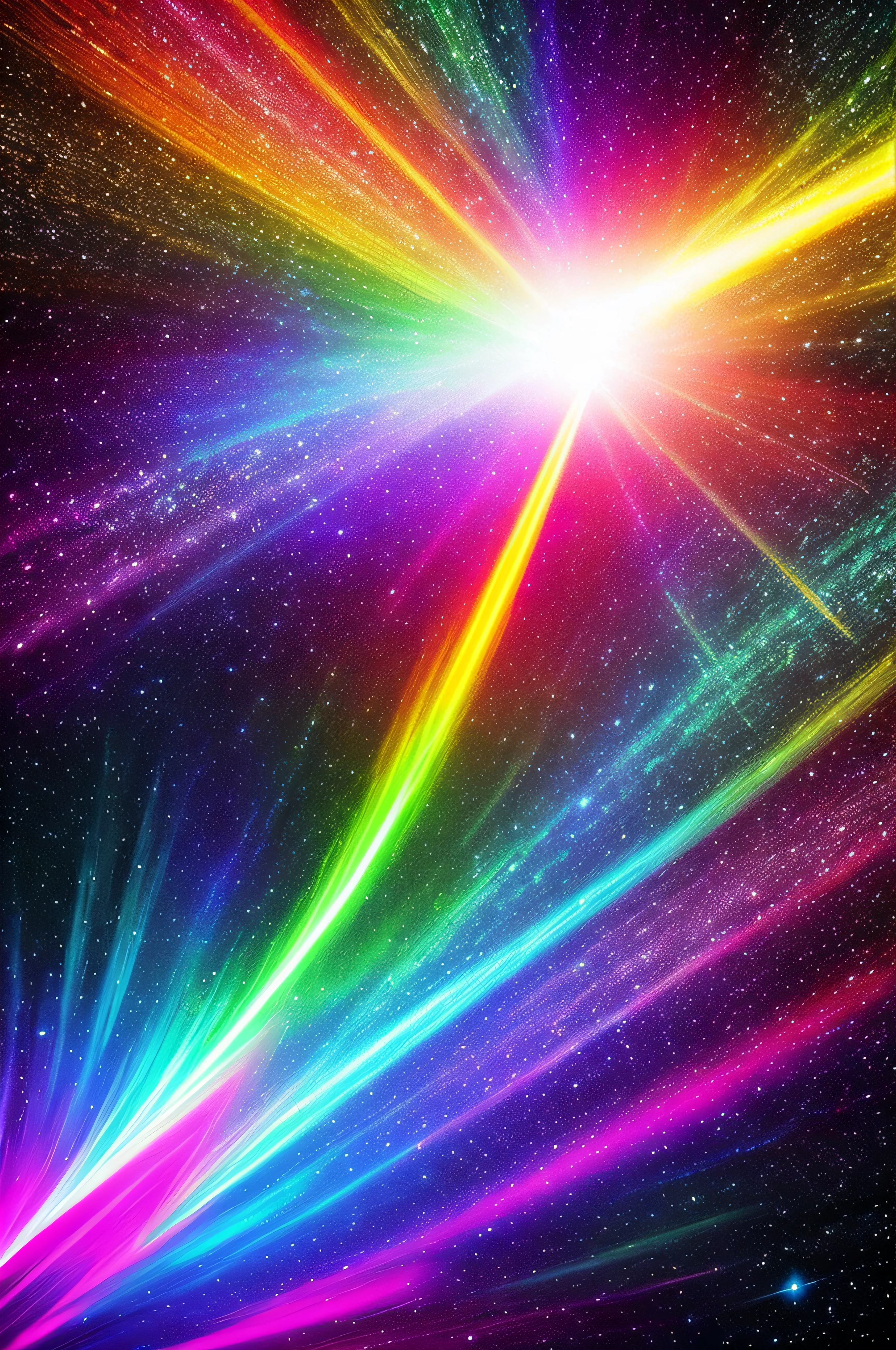 Imagem iluminada cheia de raios espaciais coloridos