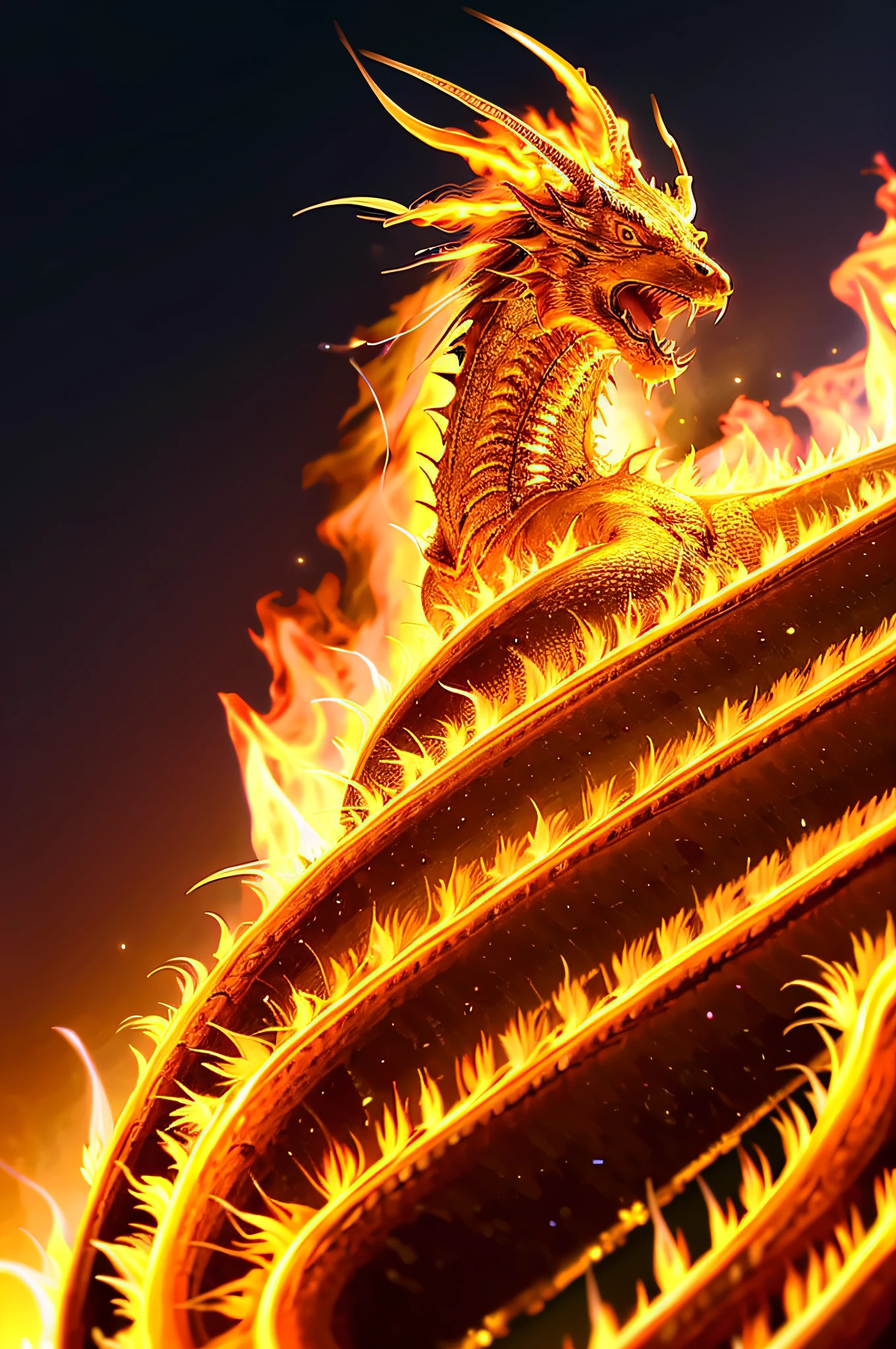 Golden Dragon (Golden Fire: 1.3),
nice hand, 4k, hight resolution, tmasterpiece, beste-Qualit, cap: 1.3, Clear Focus, (电影灯光), 鎖骨, the night, soft-lighting, dinamic angle, [:(Detailed Face: 1.2):0.2], exterior, The city, monochrome background,