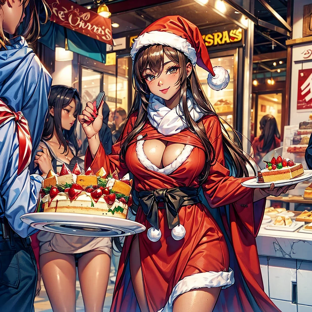 In this festive winter,A group of hot girls dressed in Christmas costumes came to the lively streets。They are holding beautiful Christmas cakes in their hands,Start selling with a smile。These cakes have unique shapes,Rich in taste,Attracting many passers-by to stop and taste。
Hot girl wearing festive makeup,With red santa hat,Showing a strong festive atmosphere。They enthusiastically recommend their cakes to passersby,ao mesmo tempo, Don’t forget to send your blessings:&cite;Merry Christmas!&cite;The winter sun shines on the hot girls,They look even more dazzling in the cold wind。Pedestrians praised their beauty and bravery,It also brings a touch of warmth to this cold winter。
As Christmas approaches,Hot girl business is booming。Their Christmas cakes have become a popular product in the market,Many people have already made reservations,I hope that on this special holiday,Share this sweetness with your family。
this winter,Hot girls in Christmas dresses become a beautiful sight on the street。They spread holiday cheer,Bring people warmth and happiness with delicious cakes。And all this,They have become the best memories of this winter。