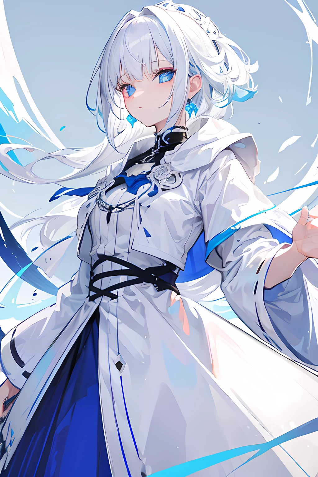 Woman with white hair blue eye