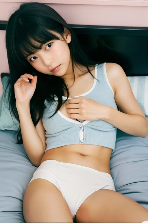 An ultra-high picture quality、Perfect Photo、11 year old beautiful girl、Japan beautiful girl、Elementary school girls、light skinned、slender、Black Haired Beautiful Girl、Beautuful Women、(Underdeveloped midthorax)、（tiny chest）、(Lying on his back on the bed)、Nokezoru、With bangs、(Denim Mini Skirt)、Raised mini skirt、(rampage)、(It hurts a lot)、(Tears)、(hate)、(Painful)、（closed eye）、(Kicking with your feet)、(raise her legs)、(resist)、(Close your eyes in fear)、(Open mouth)、(Resist fiercely)、sports hair、Straight hair、glares、semi long hair、(Teary-eyed)、（teats）、girl's own room、thighs thighs thighs thighs、(((White panties are visible)))、（I can see a little bit of underwear）、kne、ankle、