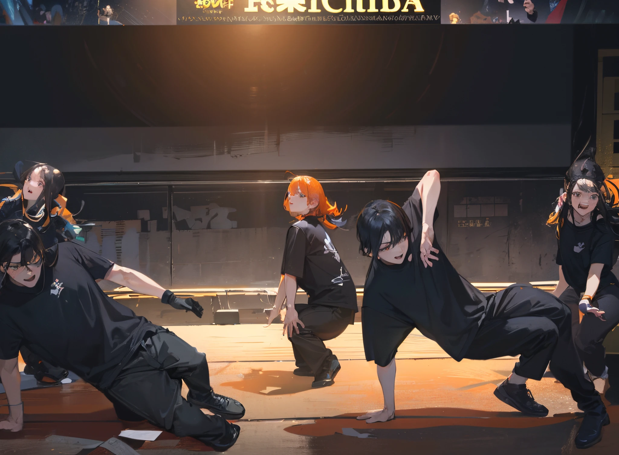 (best quality,highres,ultra-detailed),dancer performing on stage,dancer wearing black shirt and black pants,choreography,subtitles,ticker,animal,snow,YouTube video screenshot,breakdancing couple,Omni Orange,still image from live-action movie,Yamamoto Takato,4-kilometer race,All Japan,professional masterpiece,highly artistic pose