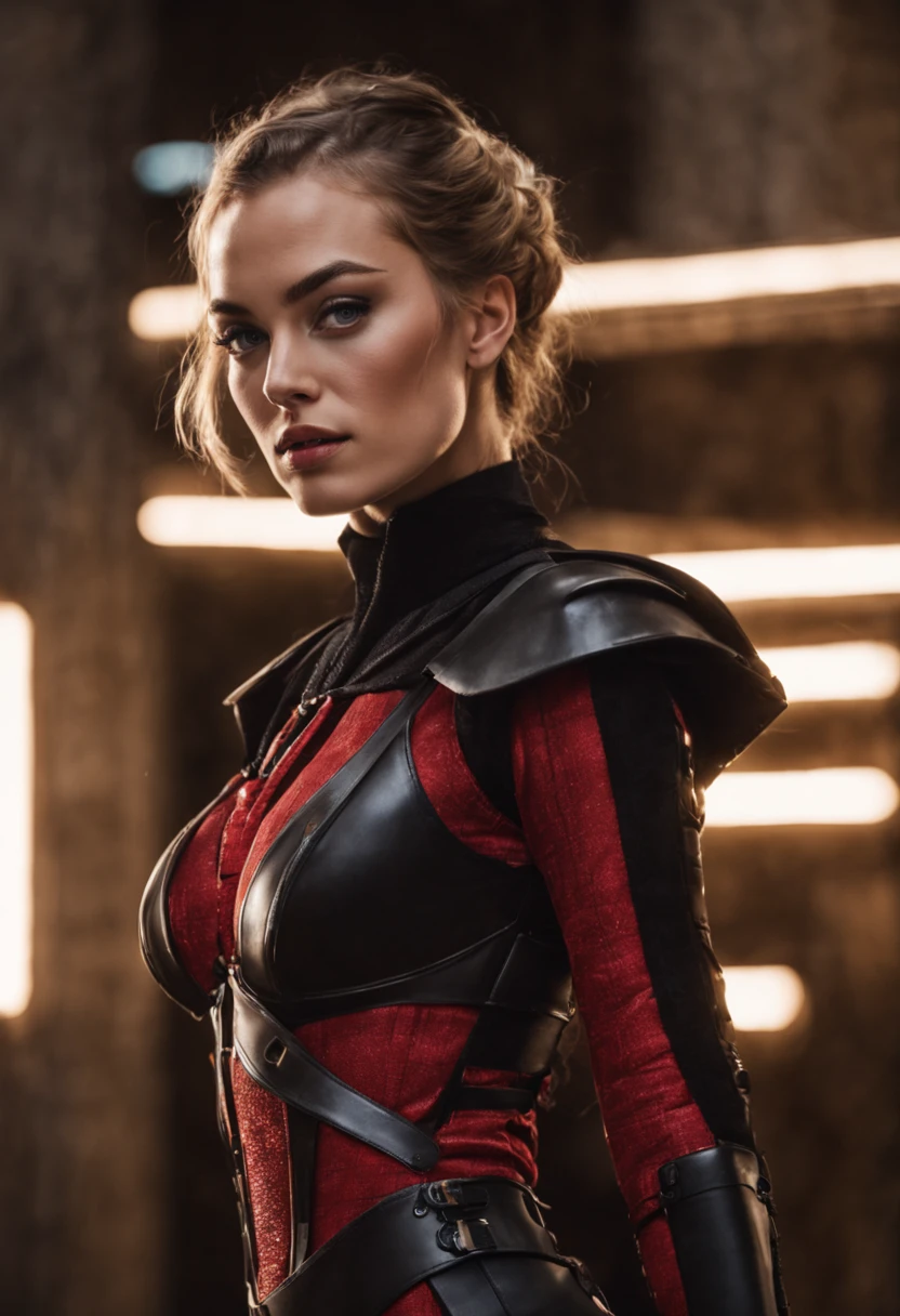 Margot_Robbie, Portrait of an evil Sith Lord, Krieg der Sterne, Lingerie, nackt, beautiful, hot, Perfect Body, schwarzes Outfit, roter Mantel, futuristic red and black armor, Laser-Schwert,, ((Scharfes Gesicht, detailliertes Gesicht, Realistisches Gesicht, natural skin, Realistischer Skin, Detaillierter Skin, poren, Detaillierte Augen,Realistische Augen)),, (Meisterwerk, best quality, Ultra-detailliert, Bester Schatten), Hoher Kontrast, (Beste Ausleuchtung), ((Filmisches Licht)), bunt, Hyper Detail, Dramatisches Licht, Komplizierte Details, (***1人, nur) , UltRa-detaillieRte künstleRiscHe FotogRafie, Dreamy, Hintergrundbeleuchtung, Schatten, ultra-high resolution, 8K, Ultrascharfer Fokus, Ultra-High-Quality-Modell, Sanftes Licht, Filmfotografie, Analoge Fotografie, Hyperrealismus,