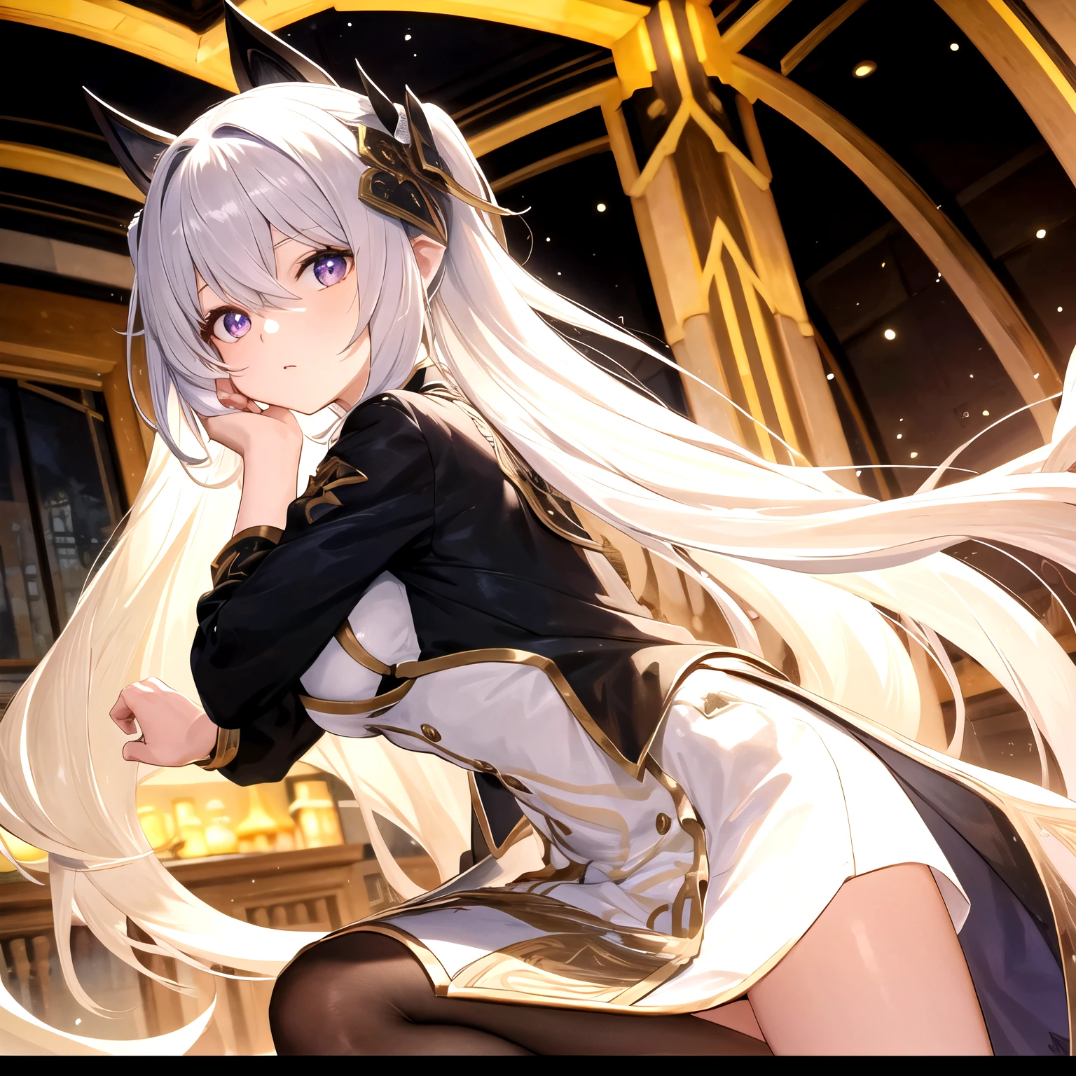(超高分辨率:1.50),8k wallpaper,(tmasterpiece:1.49),top-quality:1.48),(beautiful painted:1.47),Increasing age,(sexual transformation:1.45),(Big Breasts Teacher:1.46),
Long white hair,white color hair,purpleeyes,(hair straight:1.29),(Loose hair:1.28),(close your mouth:1.3),through bangs,(black streaked hair:1.27),
(pubic hair very large:1.2),
(the only person:1.10)