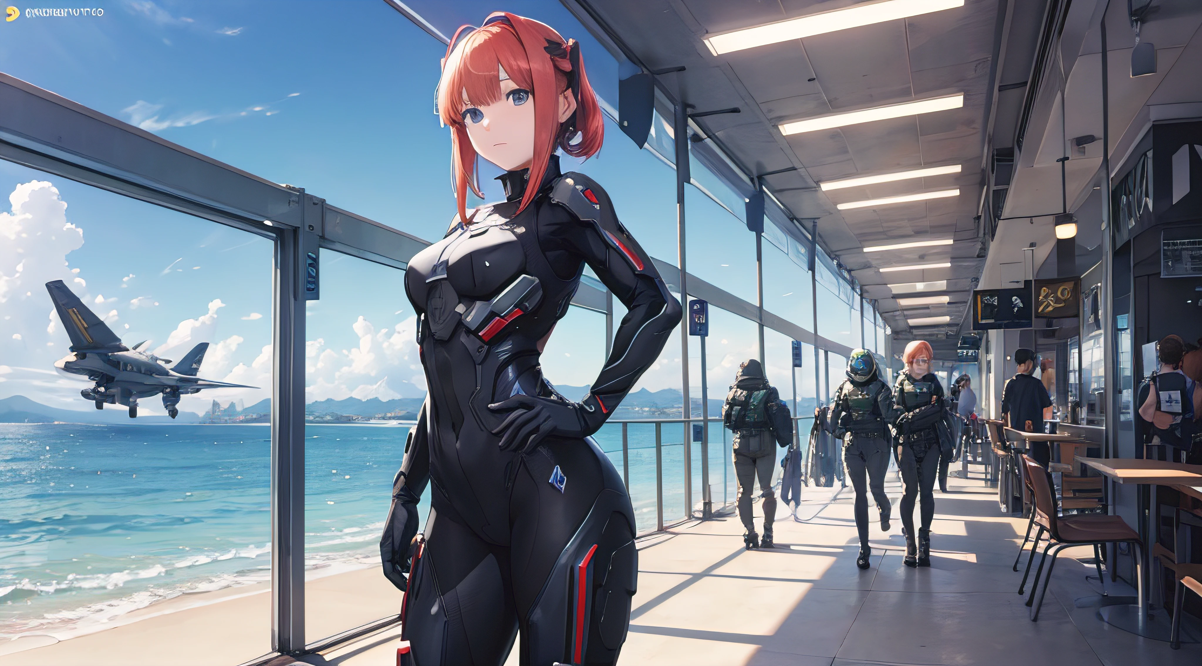 Nino Nakano,Pose sexy,armadura de halo infinite,aeropuerto pelican