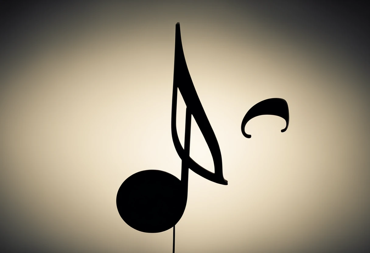 A high-resolution image of a single musical note, such as a quarter note, with intricate detailing and shading, capturing its curves and lines.