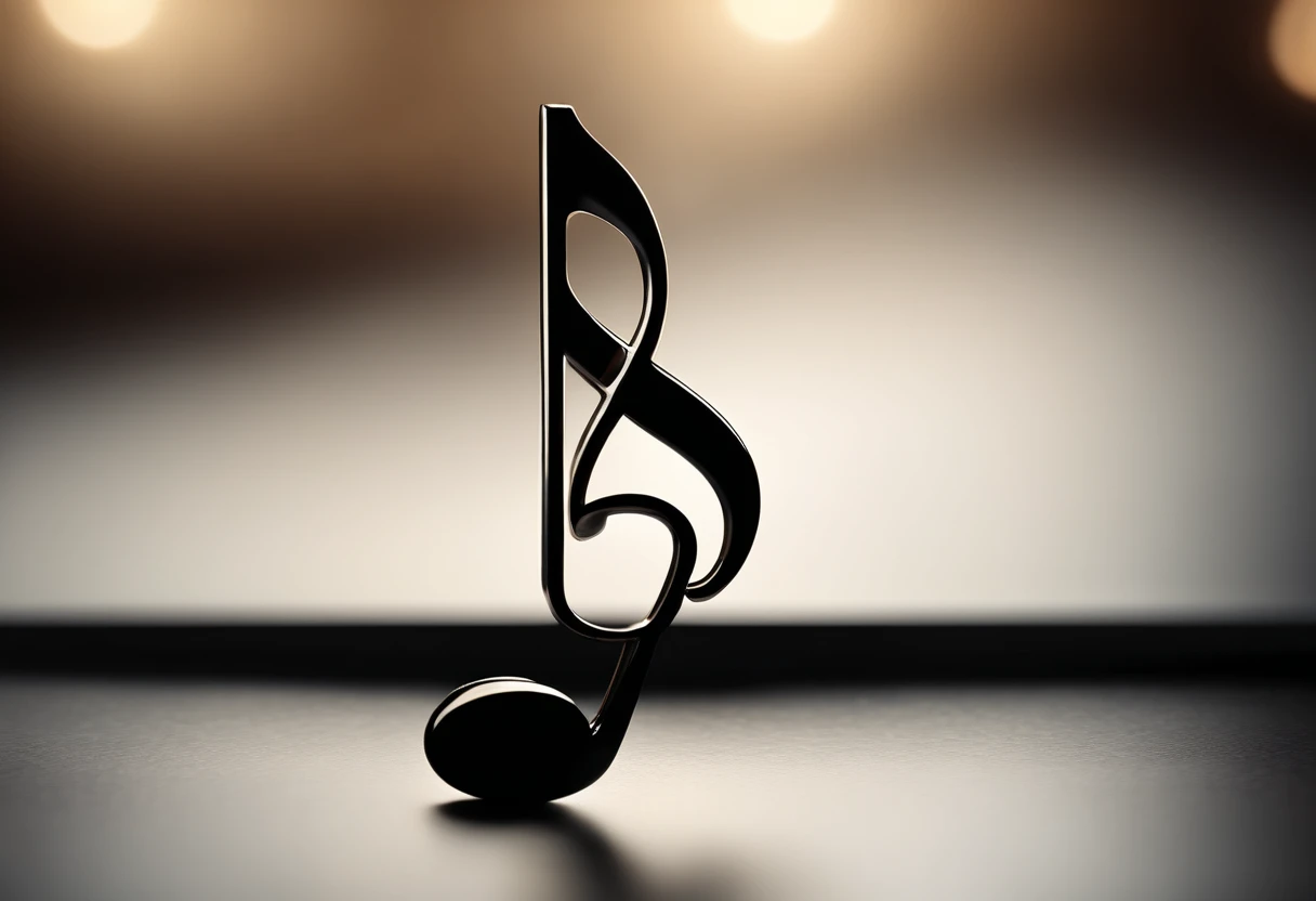 A high-resolution image of a single musical note, such as a quarter note, with intricate detailing and shading, capturing its curves and lines.