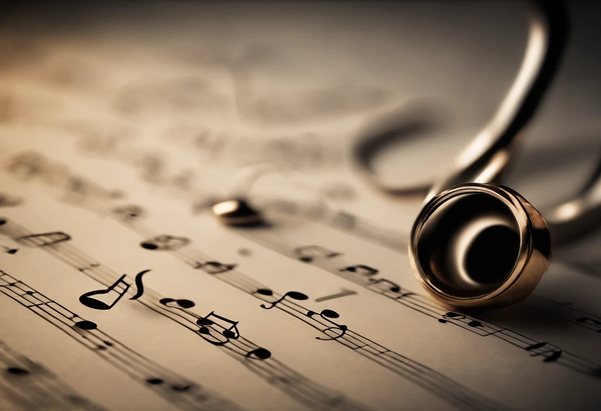 An aesthetic wallpaper featuring a collage of various musical notes in different sizes and orientations, with subtle gradients and textures.