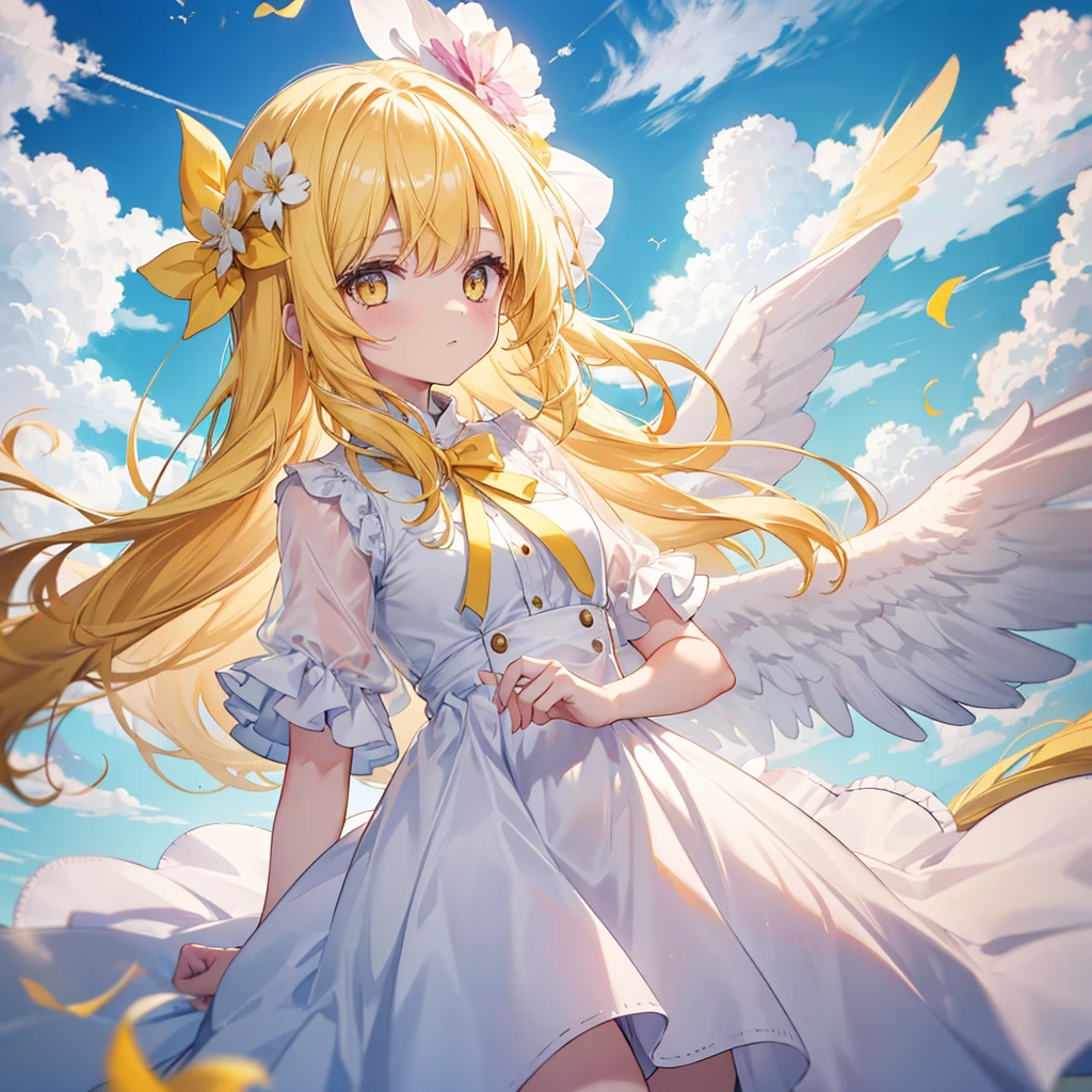 :46:58
Expires in 13 Day(s)
Angel girl in heaven, with yellow hair, yellow eyes, white dress, clouds on the background,8k,dreamy