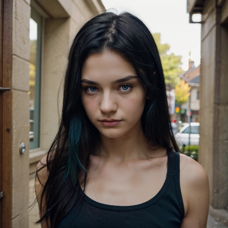 Blue-green eyes, dark raven hair, 17 years old, damaged emotionally