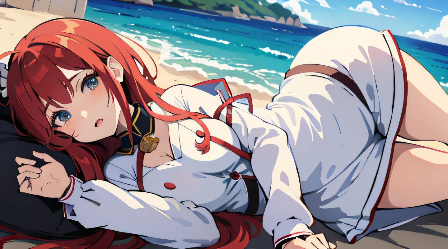 garota de anime deitada em uma cama com um cobertor vermelho, Marin Kitagawa Fanart, visual anime de uma jovem mulher, mulher bonita sedutora do anime, cushart krenz arte chave feminina, Do videogame Azur Lane, Oppai, Impacto de Ayaka Genshin, menina anime sedutora, arte detalhada do personagem de anime, Arte Oficial, ilustre makinami, capa de anime