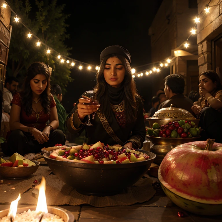 Bakhtiari Kurds, Azeris, Fire Festival, Yalda, Snow, Pomegranate, watermelon