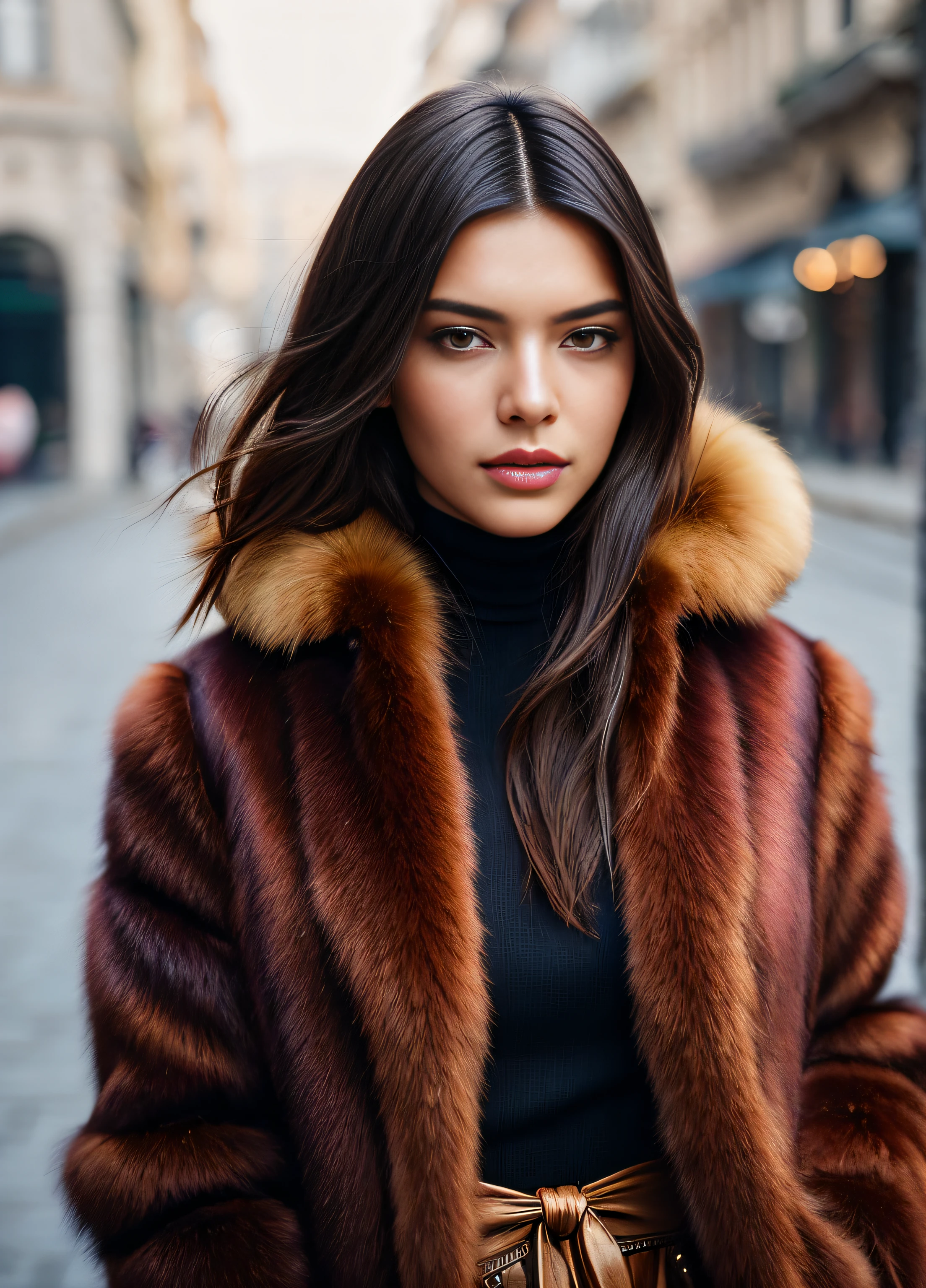 A stunning intricate full color (sks woman:1), wearing a fur coat, epic character composition, by ilya kuvshinov, alessio albi, nina masic, sharp focus, natural lighting, subsurface scattering, f2, 35mm, film grain, at istanbul