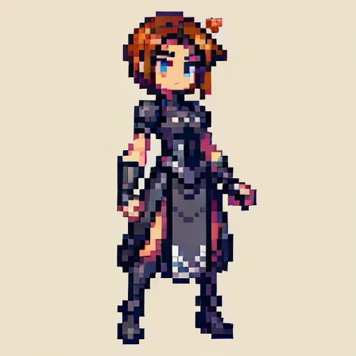 Pixel, Pixel art, Pixelart, pretty girl, full entire body, Detailliert, scharf, best quality, best resolution, 2D, ((best quality)), ((Meisterwerk)), (Detailliert), Sprite-Sheet, Spritesheet, female assasin, Sprite Sheet, hellen brownen haaren, dunklen leuchtenen Augen, Moderner und alter Kleidungsstil, Kleidungsfarbe Dunkel mit roten Highlights, Character design for video games, Character design for video games, Professionelle 2D Pixel Art Sprite mit hoher Detailgenauigkeit,
