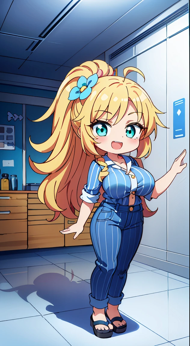 (masutepiece, Best Quality, Perfect Anatomy, High quality:1.4), nice hand, Perfect hands, Detailed beautiful hands, Large_filesize, fulcolor, hight resolution, symmetric, exceptional, Best aesthetic, newest, Anime, very beautiful detailed body、The hair、faces、The eye, (Chibi, Full body:1.6),
BREAK,
1 beautiful girl, girl with, (Cute:1.5),(Chibi:0.5),(kawaii:2.0),(Lori:2.0),(12 year old girl),(large full breasts:1.65),(Ahoge,High Ponytail,Blonde hair, blue bow, Green eyes,eyebrows visible through hair,side locks,Parted bangs,Long hair, Hair Flower, Hair Ornament, Big ribbon in the hair, Curly hair,Bow:1.4),:D,(Angel,White feathers, one white winged, Angel wings,Spread wings, Glowing wings),pitt \(Kid Icarus\),gleaming skin, Clear skin, shining beautiful skin, Open mouth,Smile, Solo, tusk, Upper teeth,(long eyelashes, Double eyelids:1.2),Solo,gleaming skin, Clear skin, Beautiful skin,(best quality face),(Top quality glowing eyes),(The best smile,Doya face:1.45),BREAK, (calm and natural smile,Open mouth:1.1)//(blue and white vertical striped shirt,navy blue chino pants:1.3)//Standing,Showroom,(A convenience store with a modern white interior.:1.3)//From Side,Centered,Waterfall,depth of fields,
BREAK,wakame,wakame,wakame,(Dynamic Angle:1.4),
BREAK,(Blurry background:1.3),(absurderes, hight resolution, Super Detail Art),cel shading,Clear Color, Lonely optical effect, Beautiful pictures, Bright glow, mystic atmosphere,(Close-up of girl:1.1), Mystical light particle effect,manga influence, clean line drawings,