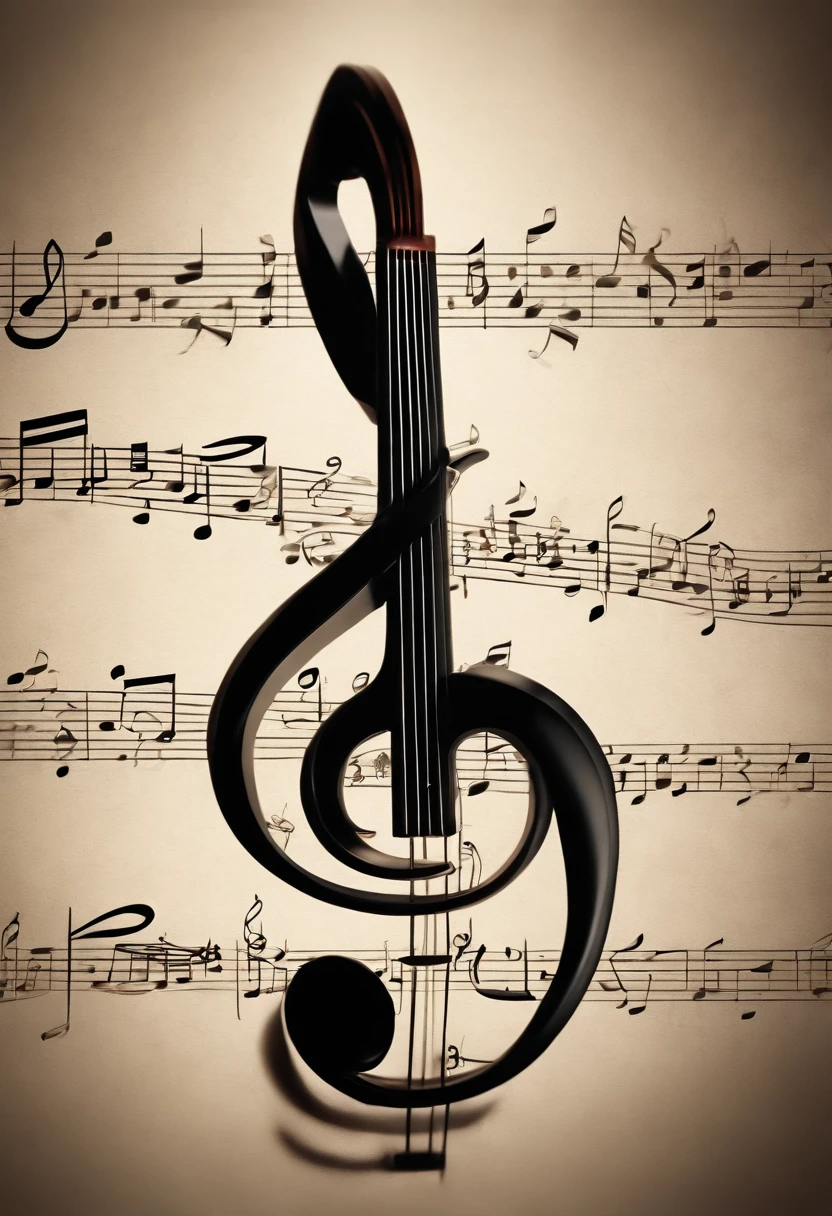 A detailed and realistic image of a grand staff, capturing the intricacies of both the treble and bass clefs, with accurately rendered notes.