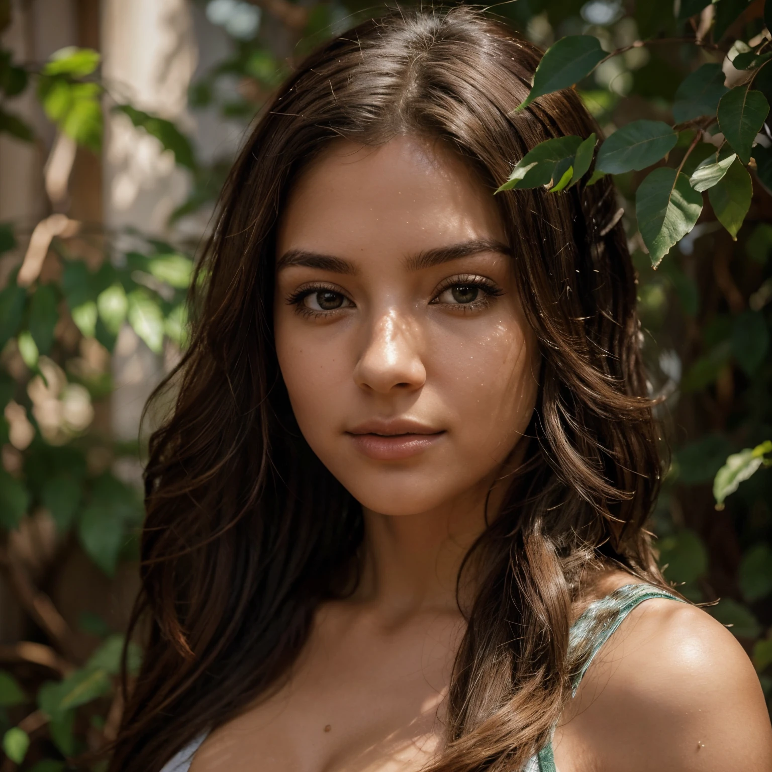 Jenifer cobrou. Uma  com longo, cabelo solto,  Her hair is extremely detailed, com cachos intrincados e fios brilhantes. A garota tem a pele perfeita, with a flawless complexion and a radiant glow. The colors of the scene are vivid and vibrant, criando uma atmosfera animada. The lighting is dramatic, with sun rays filtering through the leaves and casting beautiful shadows on the girl&#39;cara. The overall image is of the highest quality, with sharp focus and intricate details. Isto&#39;It&#39;s realistic and engaging, giving the viewer the feeling of being in the scene.