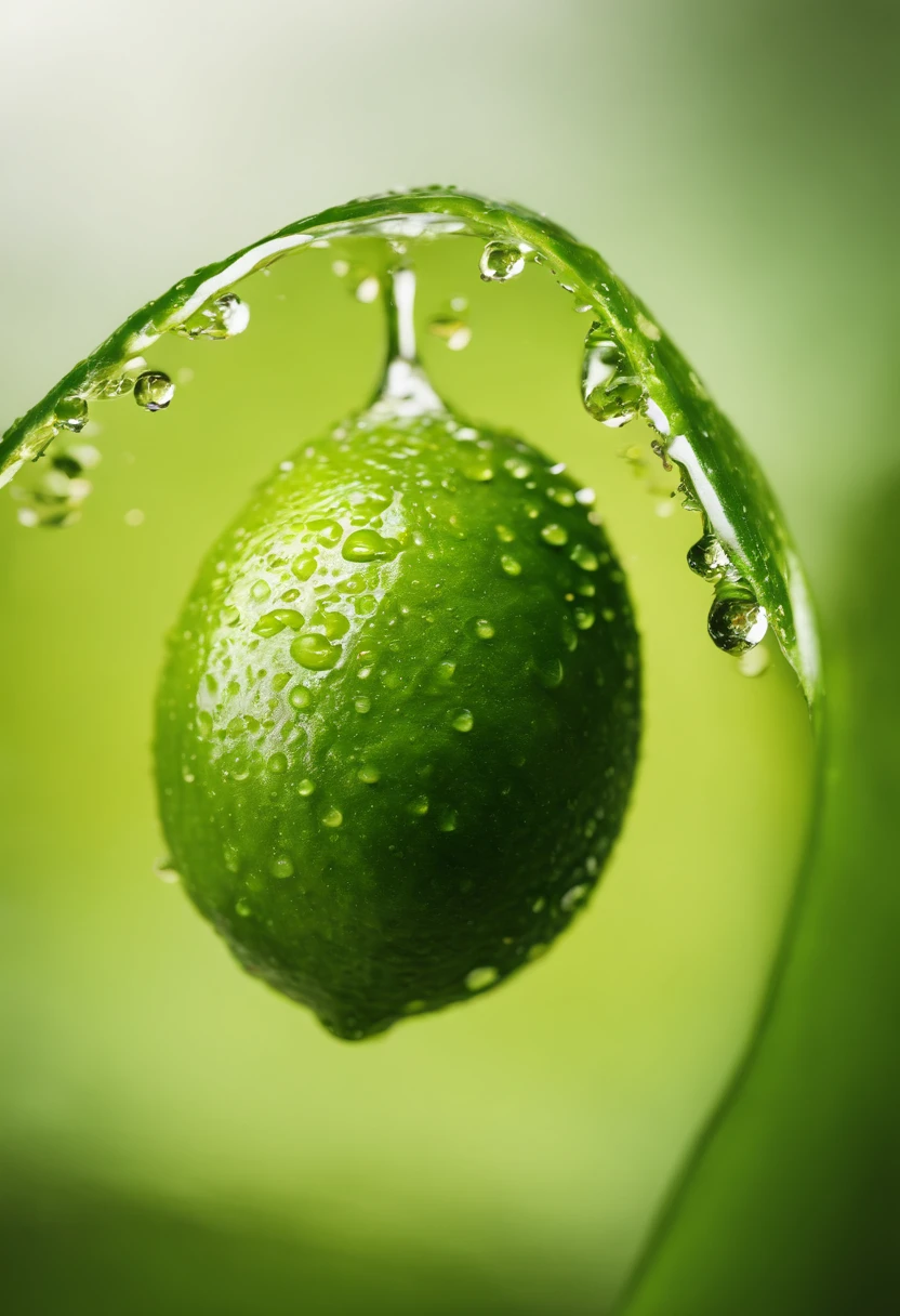 A high-resolution image showcasing a whole lime, with vibrant green color, detailed texture on the skin, and droplets of water on its surface.