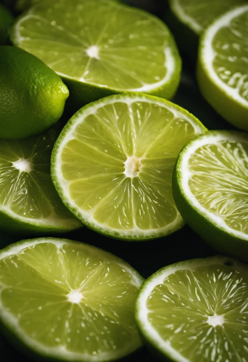 An aesthetic wallpaper featuring a close-up of lime slices arranged in a visually pleasing pattern, showcasing their vibrant color and texture.