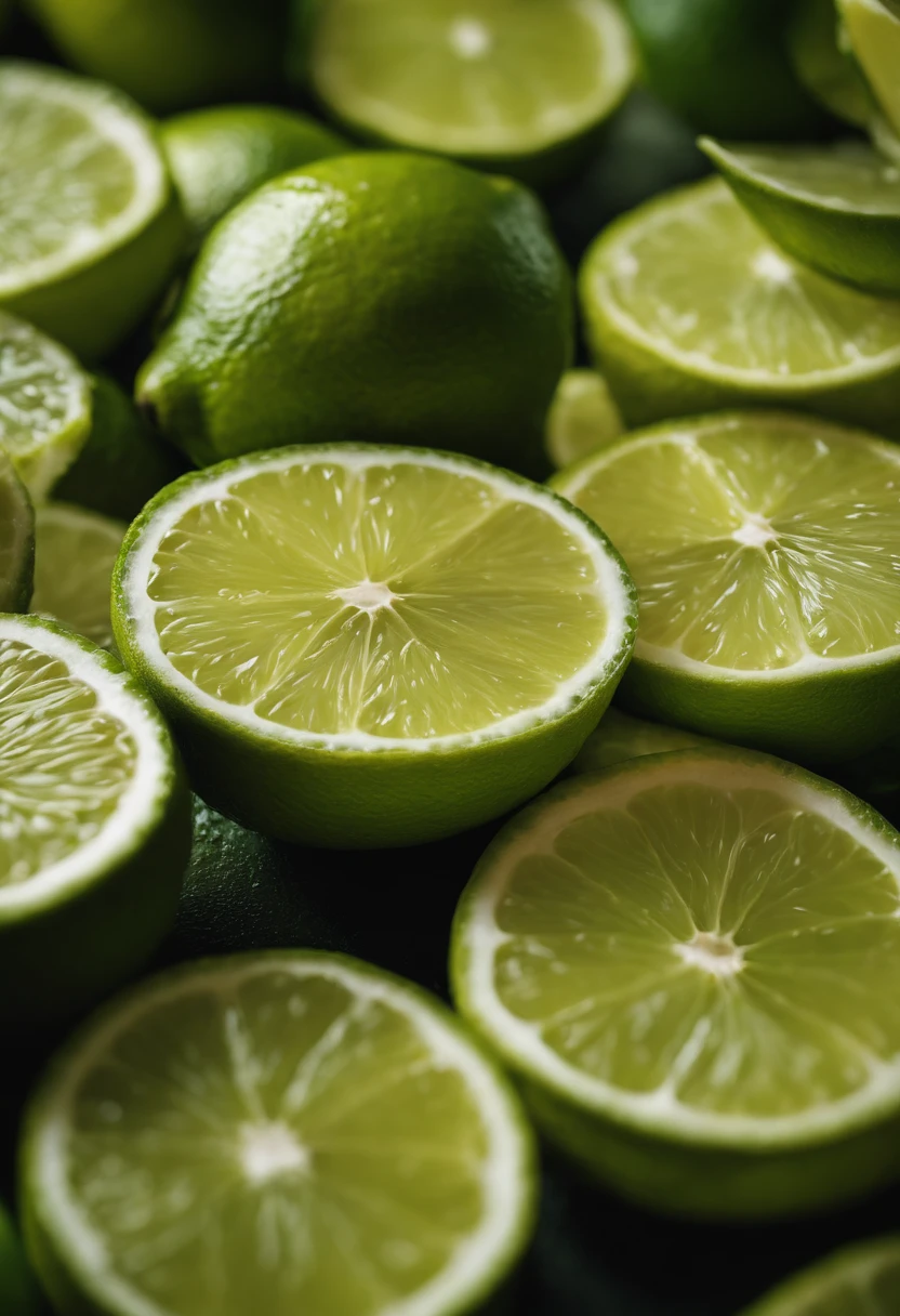 An aesthetic wallpaper featuring a close-up of lime slices arranged in a visually pleasing pattern, showcasing their vibrant color and texture.