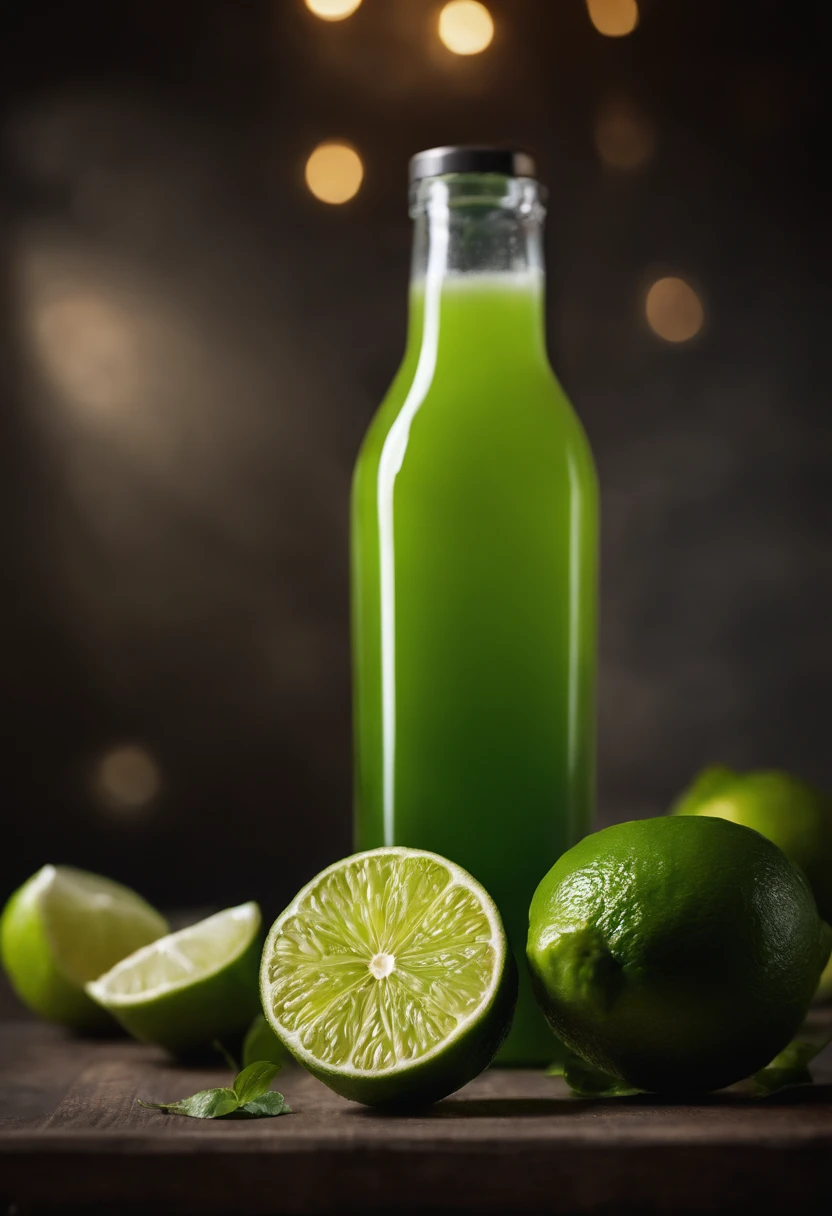 A detailed and realistic image of a lime being squeezed, capturing the vibrant green juice and the texture of the lime’s flesh.