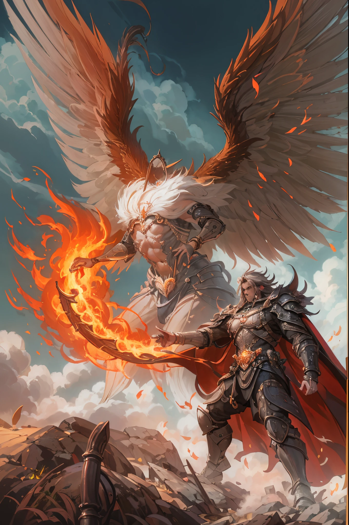 El tema：angel vs demon,pulso de fuego,lucha de brazos,prueba de fuerza,el cielo vs el infierno,lucha maganime,alas de angel blancas,alas de murcielago negras,white snow vs red sky 生成的 fast：
"(La mejor calidad,4k,8k,Altas Resoluciones,Obra maestra:1.2),Ultra detallado,(realista,fotorrealista,fotorrealista:1.37),angel vs demon,pulso de fuego,lucha de brazos,prueba de fuerza,el cielo vs el infierno,lucha maganime,ay de angel blancas,alas de murcielago negras,neves blancas vs cielo rojo,[illustration],[dynamic composition],[fantasy],[epic battle],[emociones intensas],[fiery atmosphere],[fuerzas colosales],retrato,Paisaje,foco nítido,physically based representation,profesional,vivid colors,Bokeh,tonos saturados,[Dramatic lighting]"